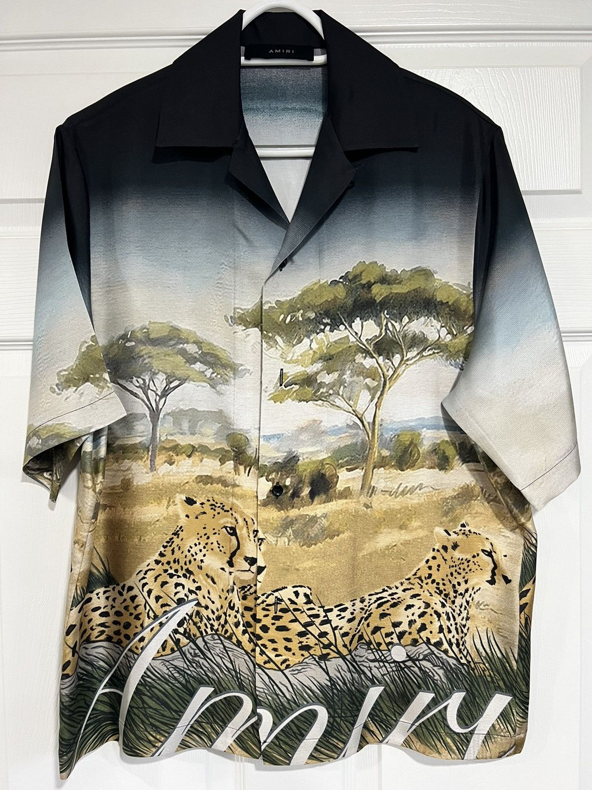 Amiri Amiri Cheetah Silk Bowling Shirt | Grailed