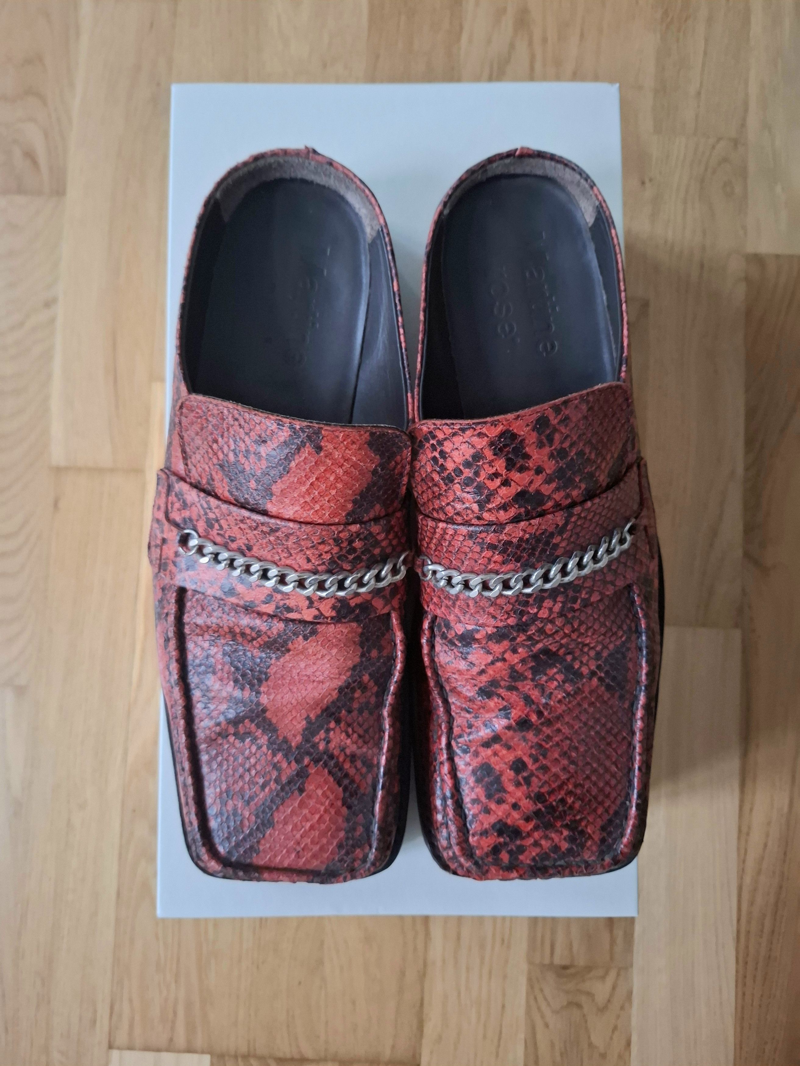 Martine Rose Red leather snake-print mule loafers Size US 9 / EU 42 - 2 Thumbnail
