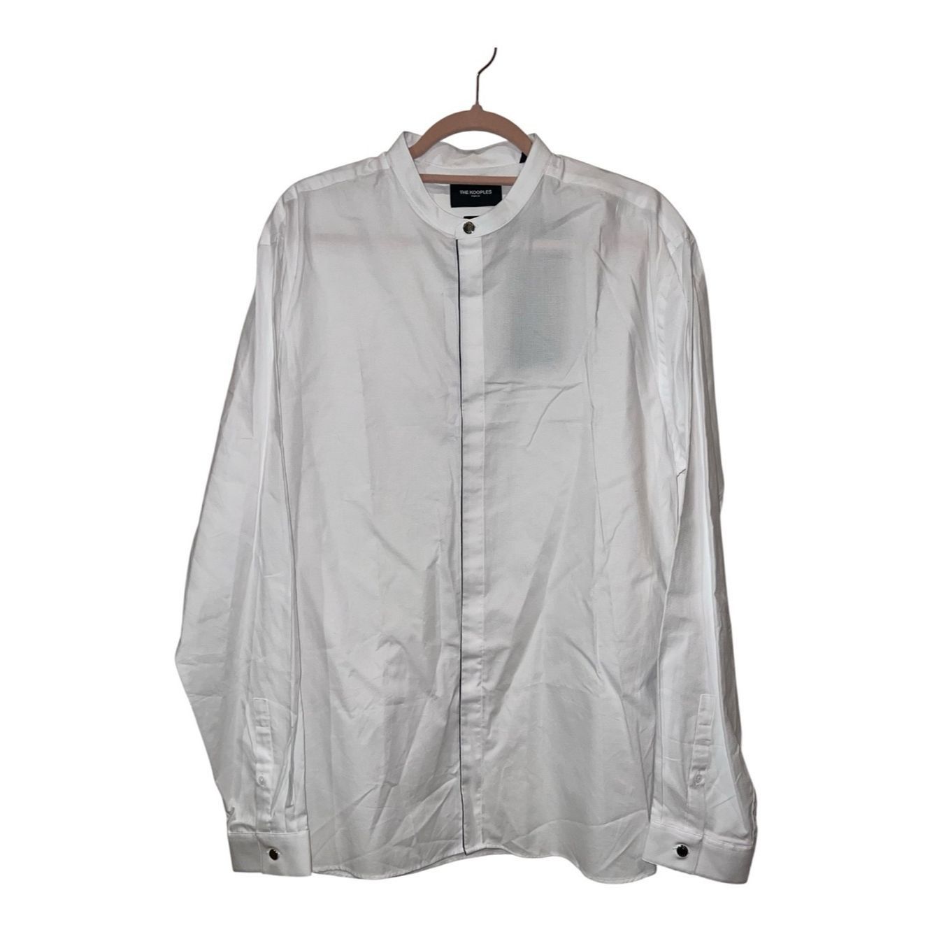 The Kooples The Kooples Paris White Slim Mandarin Collar Button Shirt X Size US XL / EU 56 / 4 - 2 Thumbnail