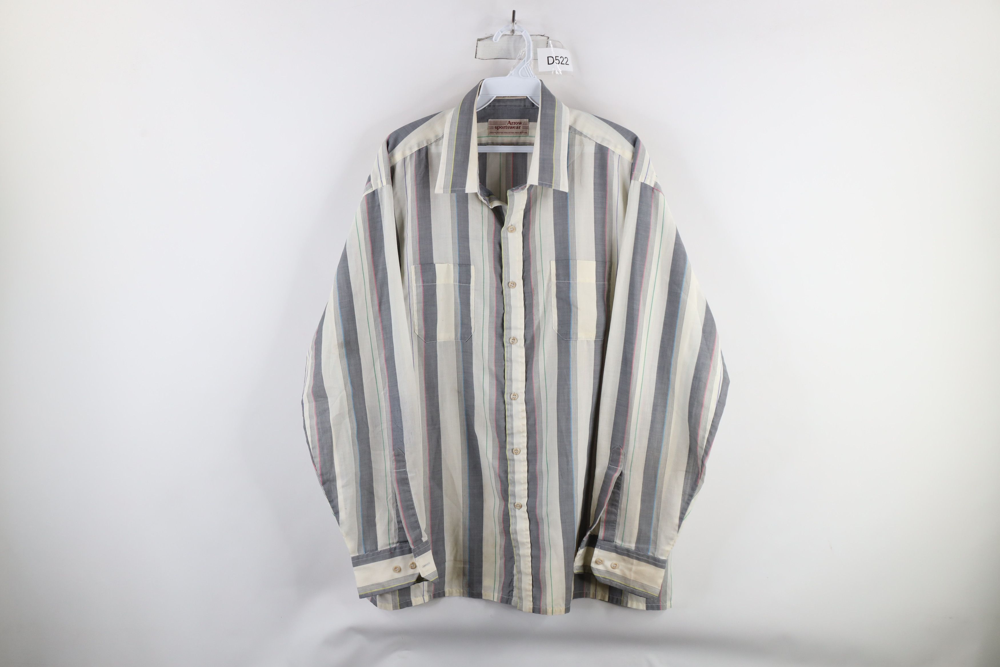 Vintage Vintage 90s Streetwear Rainbow Striped Collared Button Shirt Size US XL / EU 56 / 4 - 1 Thumbnail