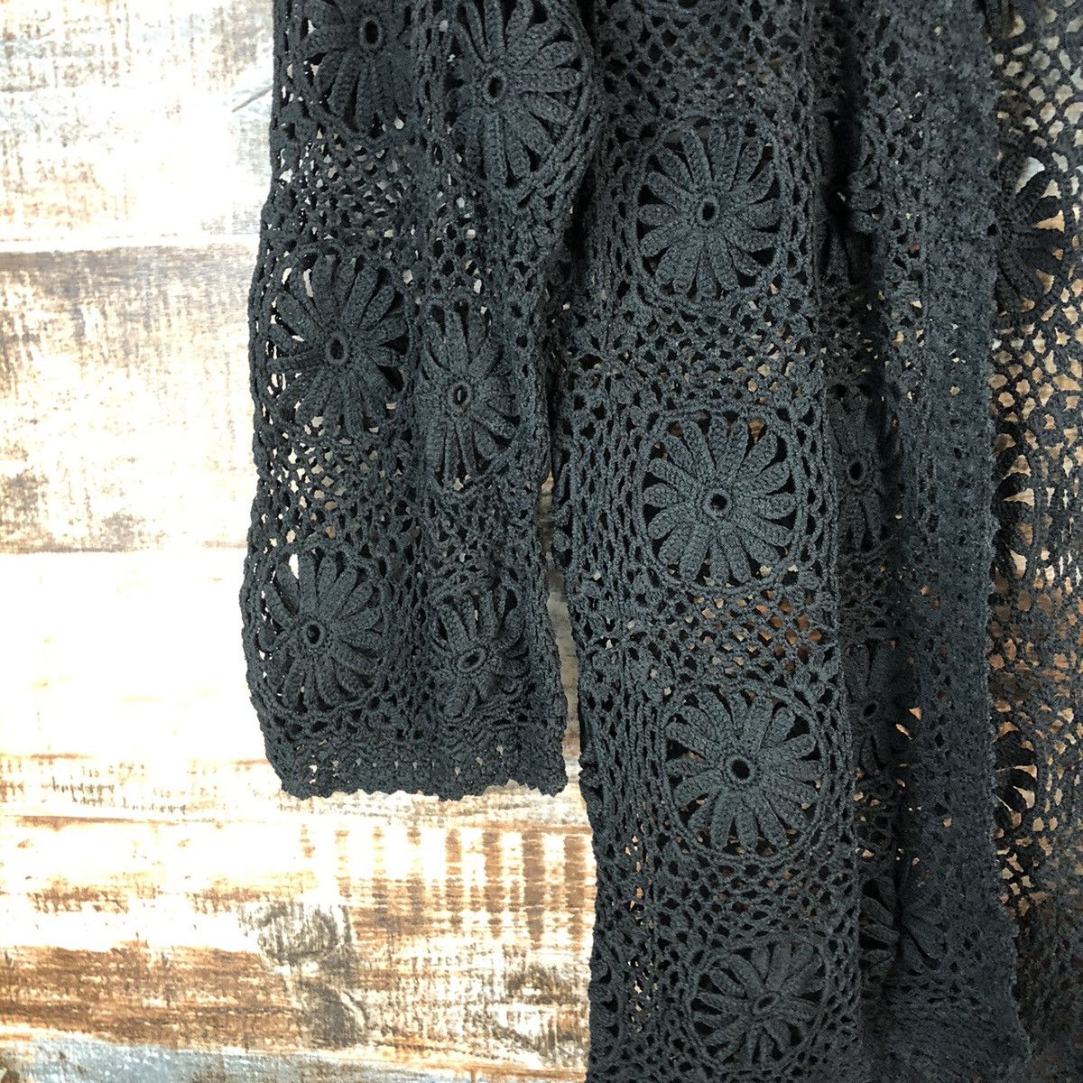 Japanese Brand Japan vintage Black meshnet crochet Cardigan Knitwear #A1489 Size M / US 6-8 / IT 42-44 - 7 Thumbnail