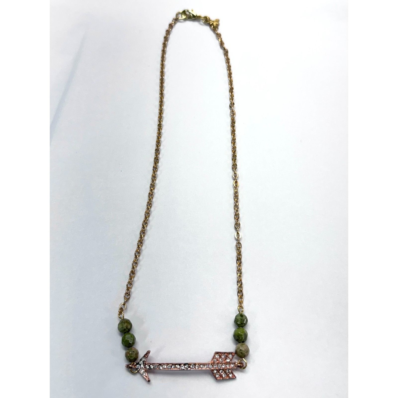 Vintage Vintage rhinestone arrow green semi precious bead necklace Size ONE SIZE - 5 Thumbnail