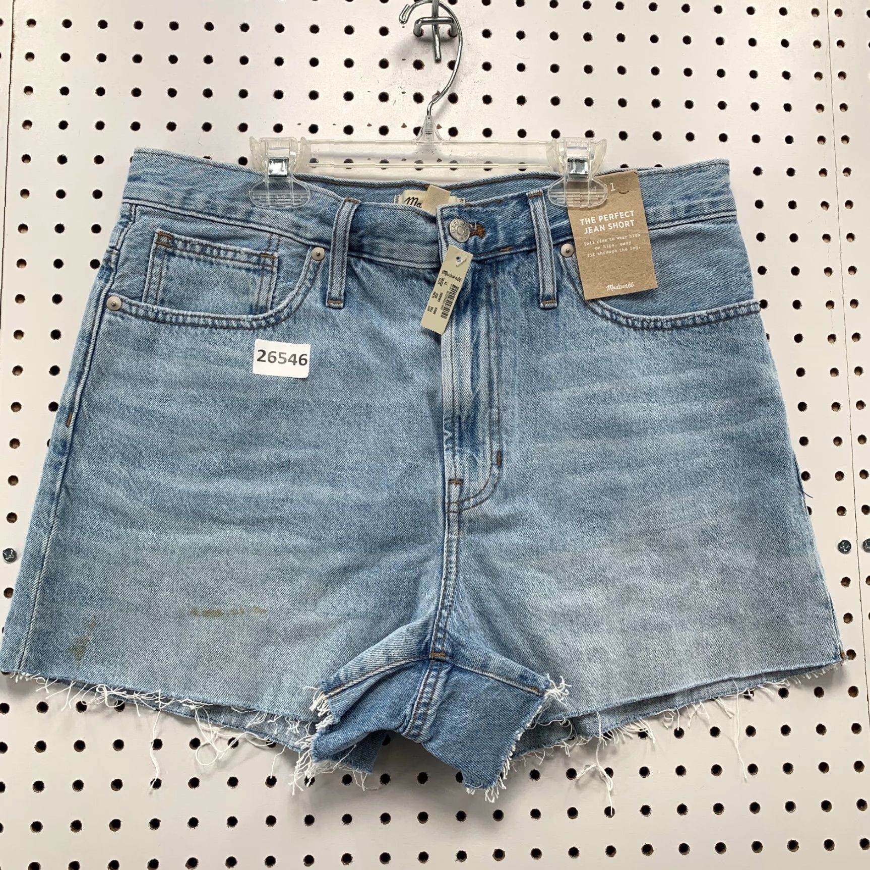 Madewell VINTAGE Madewell High Rise Raw Hem Denim Shorts 34x3 Women's Size 31 Blue Cut-Off 90s Size 24" / US 00 / IT 34 - 2 Thumbnail
