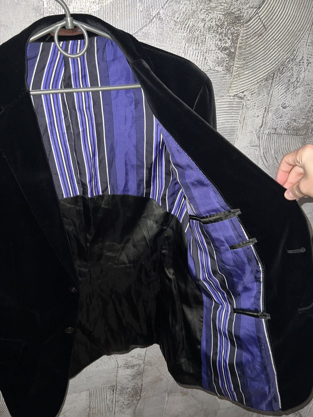 Etro × Vintage Etro Milano Velour Velvet Vintage Blazer Italy Size 50L - 8 Thumbnail