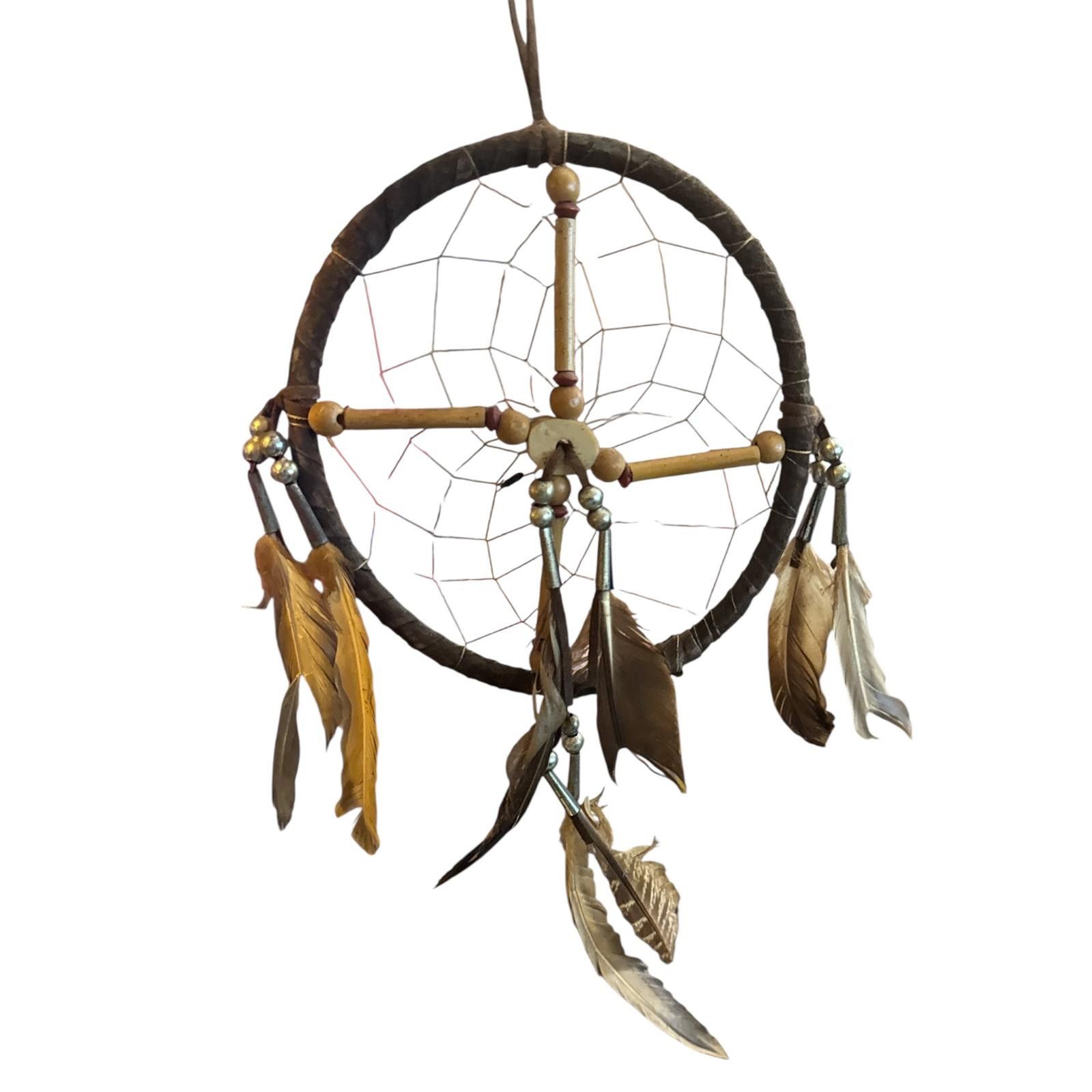 The Unbranded Brand Handmade Dreamcatcher with Wooden Beads and Feathers 6" Size ONE SIZE - 1 Preview