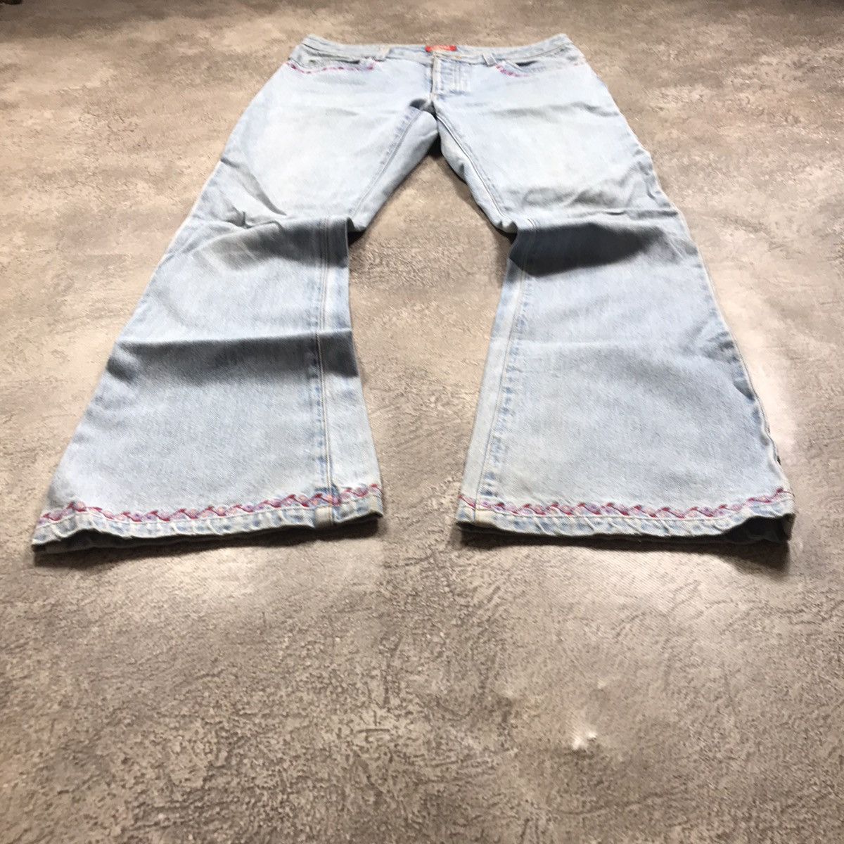 Vintage Vintage 90s Japan Distressed Flared Low Rise Jeans Y2K 29 Size 29" - 1 Thumbnail