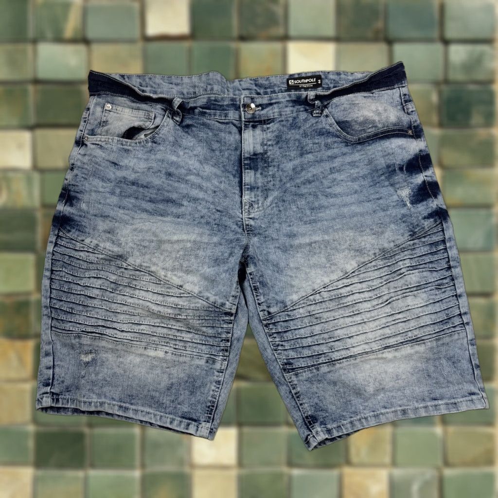Southpole SouthPole Shorts Mens 44 Distressed Blue Denim Jeans Stretch Acid Wash Casual Men Slim 80s 90s Retro Beach Hip Hop Outdoor Punk Size US 44 / EU 60 - 1 Thumbnail
