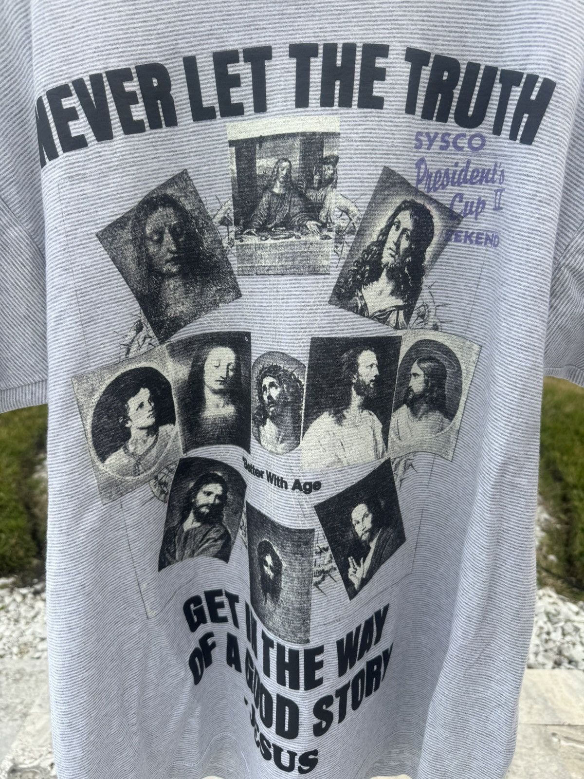 Better With Age Better With Age Jesus Story Tee Striped Grey/Black Size US XL / EU 56 / 4 - 5 Thumbnail