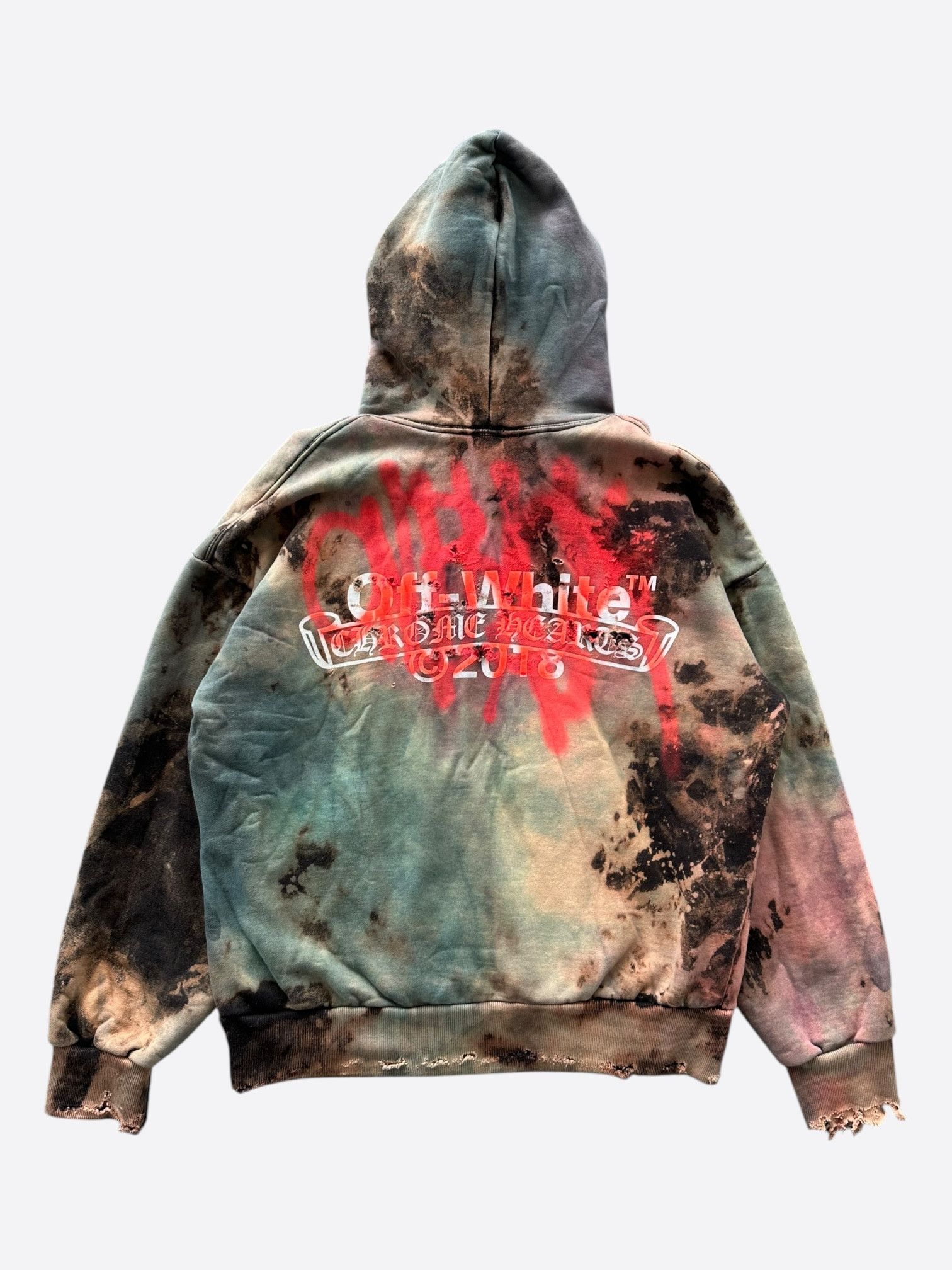 Chrome Hearts Off-White CVTVLIST Black Tie-Dye Bleached Hoodie Size US L / EU 52-54 / 3 - 2 Thumbnail