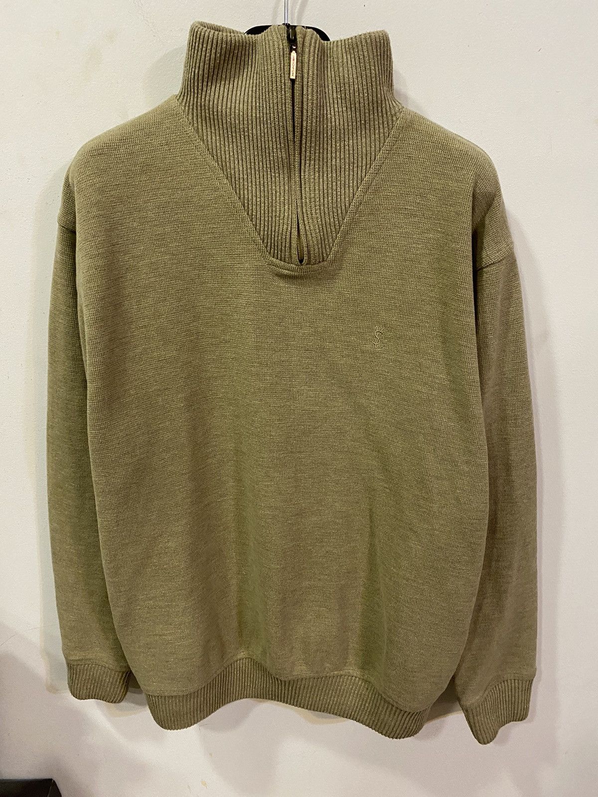 Yves Saint Laurent 90s YSL Sweatshirt 1/4 Quarter Zip Beige Sweater Old Money Size US L / EU 52-54 / 3 - 13 Thumbnail