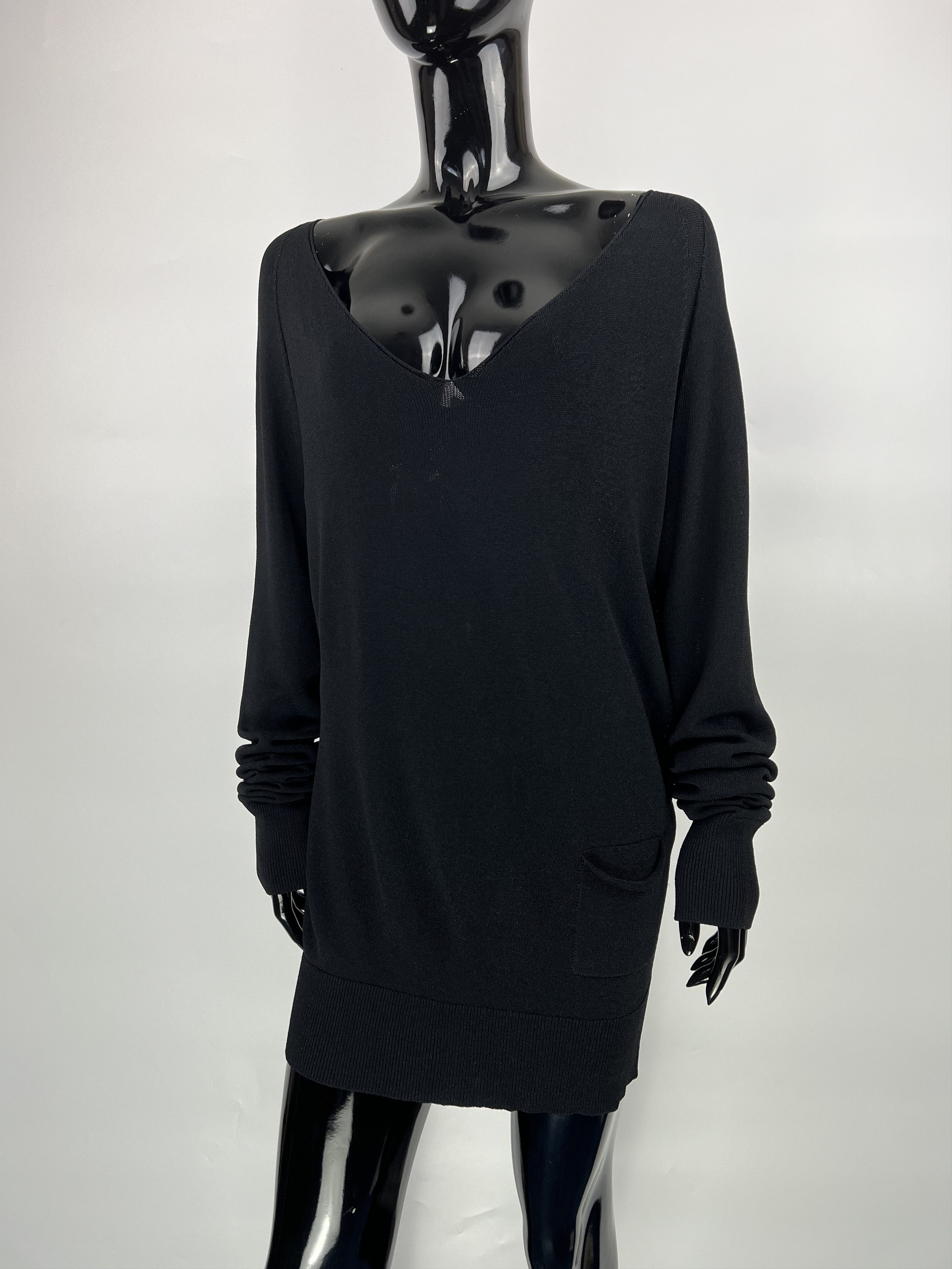 Annette Gortz × Designer Annette Gortz Black V-Neck Long Sweater Oversized Size S / US 4 / IT 40 - 3 Thumbnail