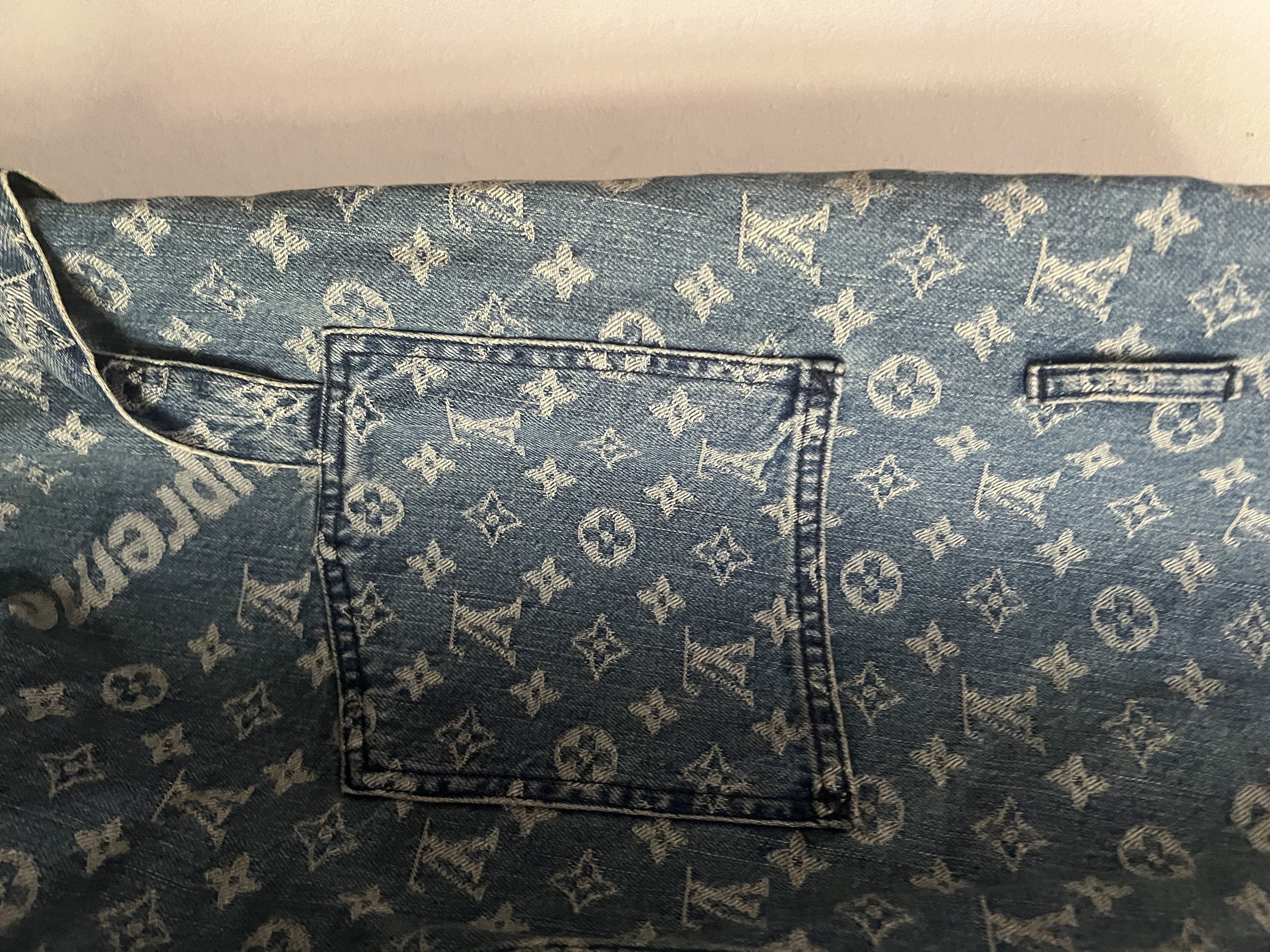 Louis Vuitton × Supreme LV X Supreme Sz32 Blue Monogram Denim Overall Size US 32 / EU 48 - 9 Thumbnail