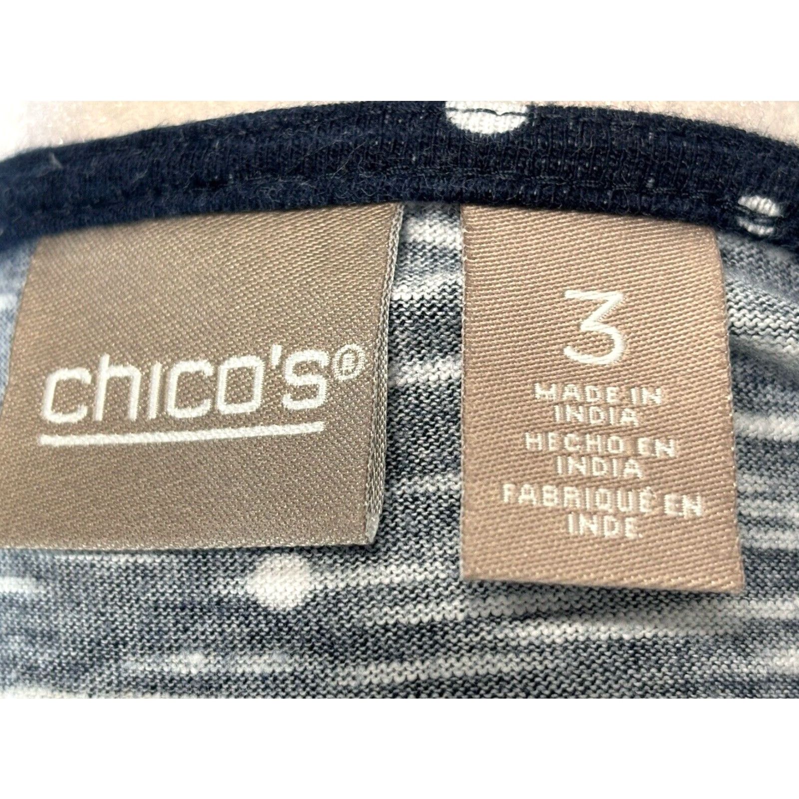 Vintage CHICOS Women's Polka Dot Casual T-Shirt Navy Blue Cotton X-Large Size XL / US 12-14 / IT 48-50 - 6 Thumbnail