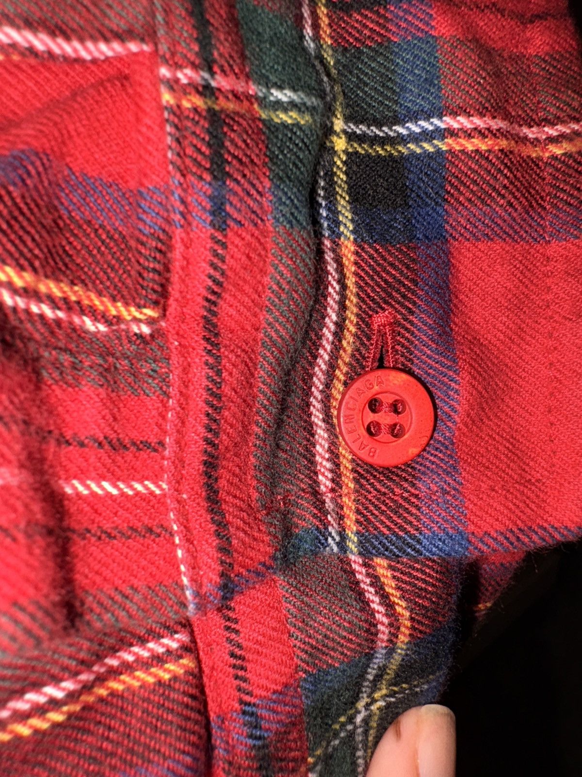 Balenciaga BALENCIAGA RED TARTAN HOODED SHIRT UNIFIT Size US XL / EU 56 / 4 - 5 Thumbnail