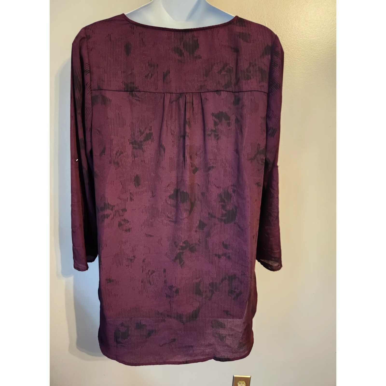 Vintage Apt 9 Dark Purple Black Abstract High Low Hem Tunic Top 2X Plus Blouse Shirt Dress? Size XXL / US 16-18 / IT 52-54 - 6 Thumbnail