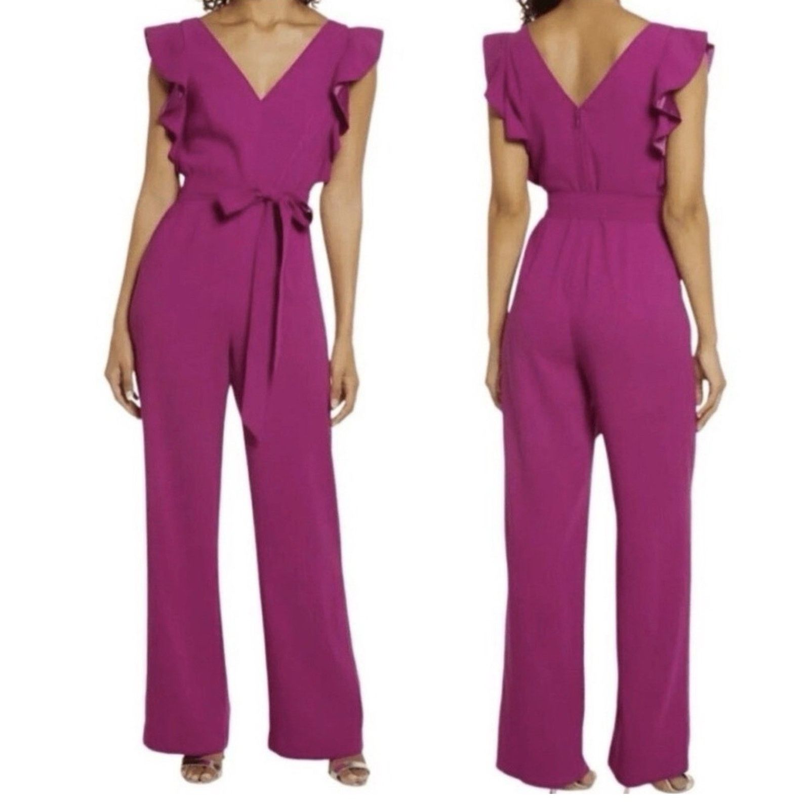 Lilly Pulitzer Lilly Pulitzer Kallie Ruffle Jumpsuit Berry Women’s Size 6 Size 28" / US 6 / IT 42 - 1 Thumbnail