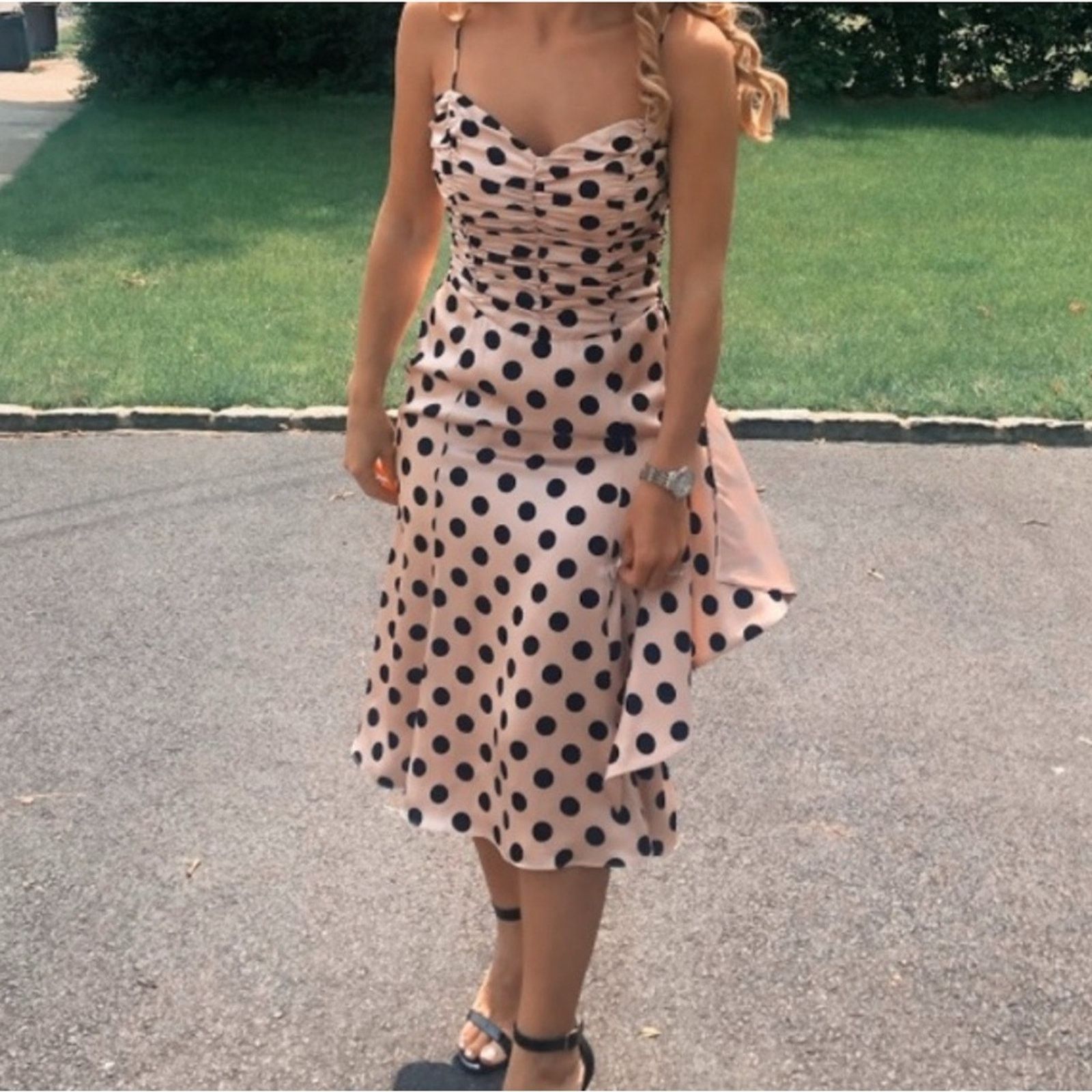 Laundry by Shelli Segal Laundry Shelli Segal Pink Polka Dot Dress Vintage 100% Silk Size M / US 6-8 / IT 42-44 - 6 Thumbnail