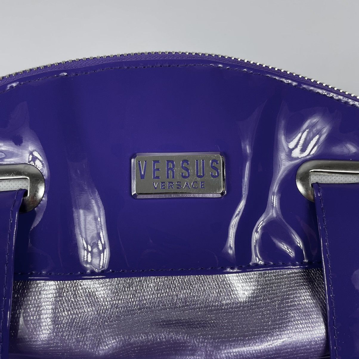 Versus Versace VERSUS Versace Purple and Metallic Silver Zippered Handbag Size ONE SIZE - 9 Thumbnail