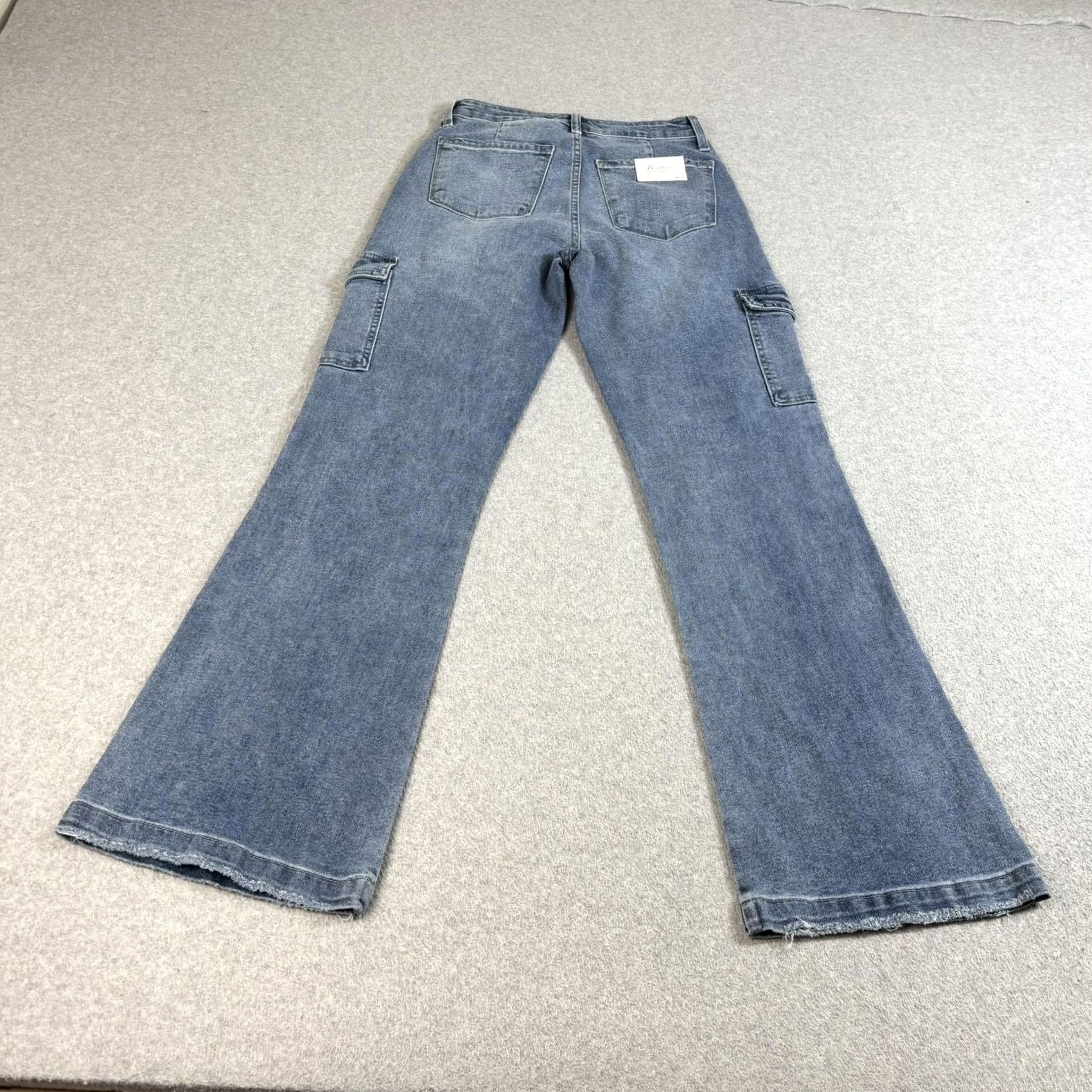 Vintage KanCan Jeans Juniors 3/25 Blue Med Wash High Rise Wide-Leg Cargo Denim Stretch Jeans Womens Size 26" / US 2 / IT 38 - 2 Thumbnail