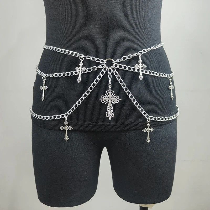 Jewelry Waist Chain Cross Layered Tassel Belly Chains Size ONE SIZE - 2 Thumbnail