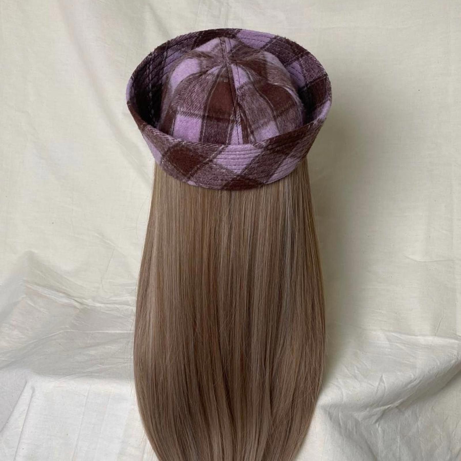 Japanese Brand Retro Pink Brown Plaid Beret Sailor Hat Y2K French Girl OS Size ONE SIZE - 6 Thumbnail