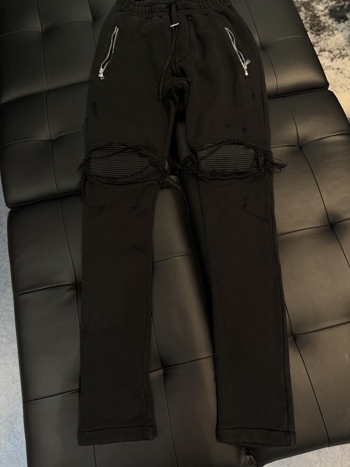 Amiri AMIRI Black Distressed Sweatpants Men’s Size XS Size US 28 / EU 44 - 2 Thumbnail