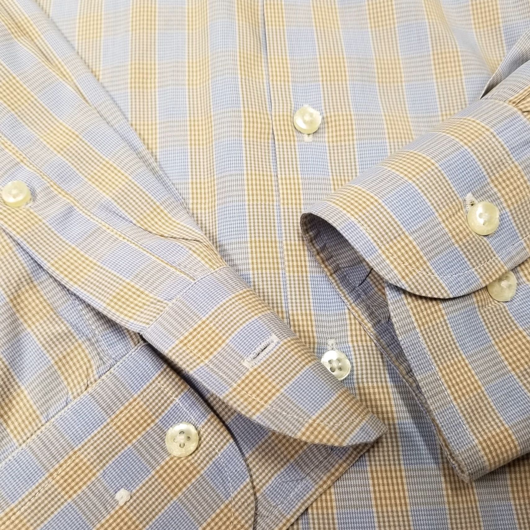 Peter Millar VINTAGE Peter Millar Button-Down Shirt Men L Blue Brown Microcheck Dress Casual FLAW Size US L / EU 52-54 / 3 - 5 Thumbnail