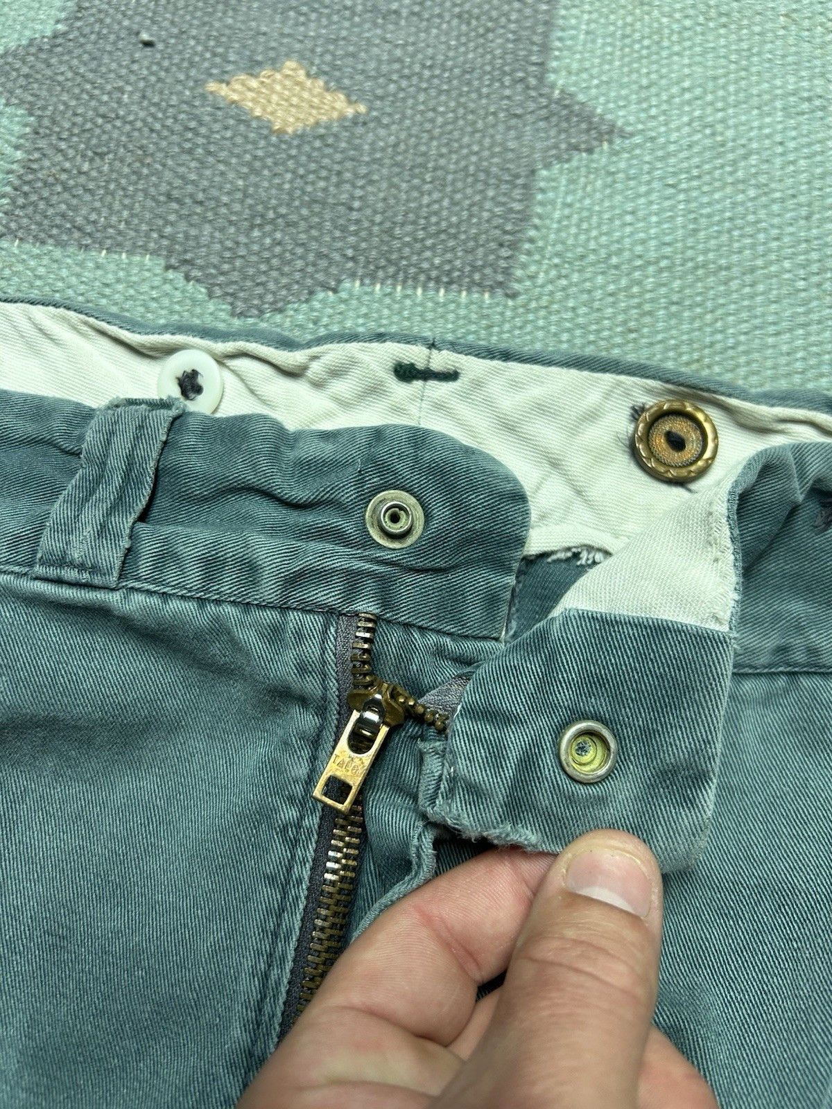 Vintage Vtg 1950s chino twill work pants sage green sail cloth 42x29 Size US 42 / EU 58 - 6 Thumbnail
