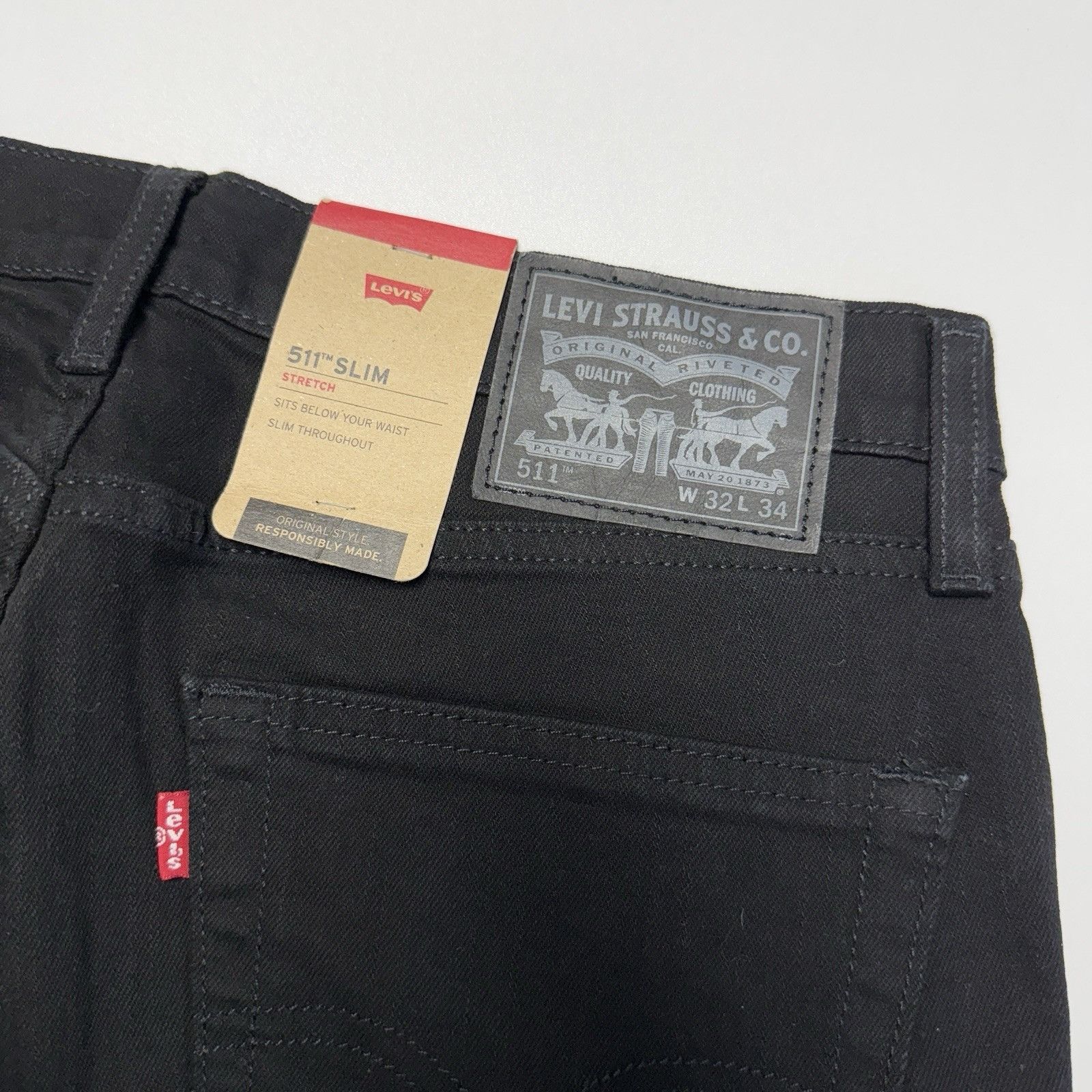 Levi's Levis 511 Slim Fit Jeans Mens 32x34 Black New With Tags NWT Size US 32 / EU 48 - 8 Thumbnail