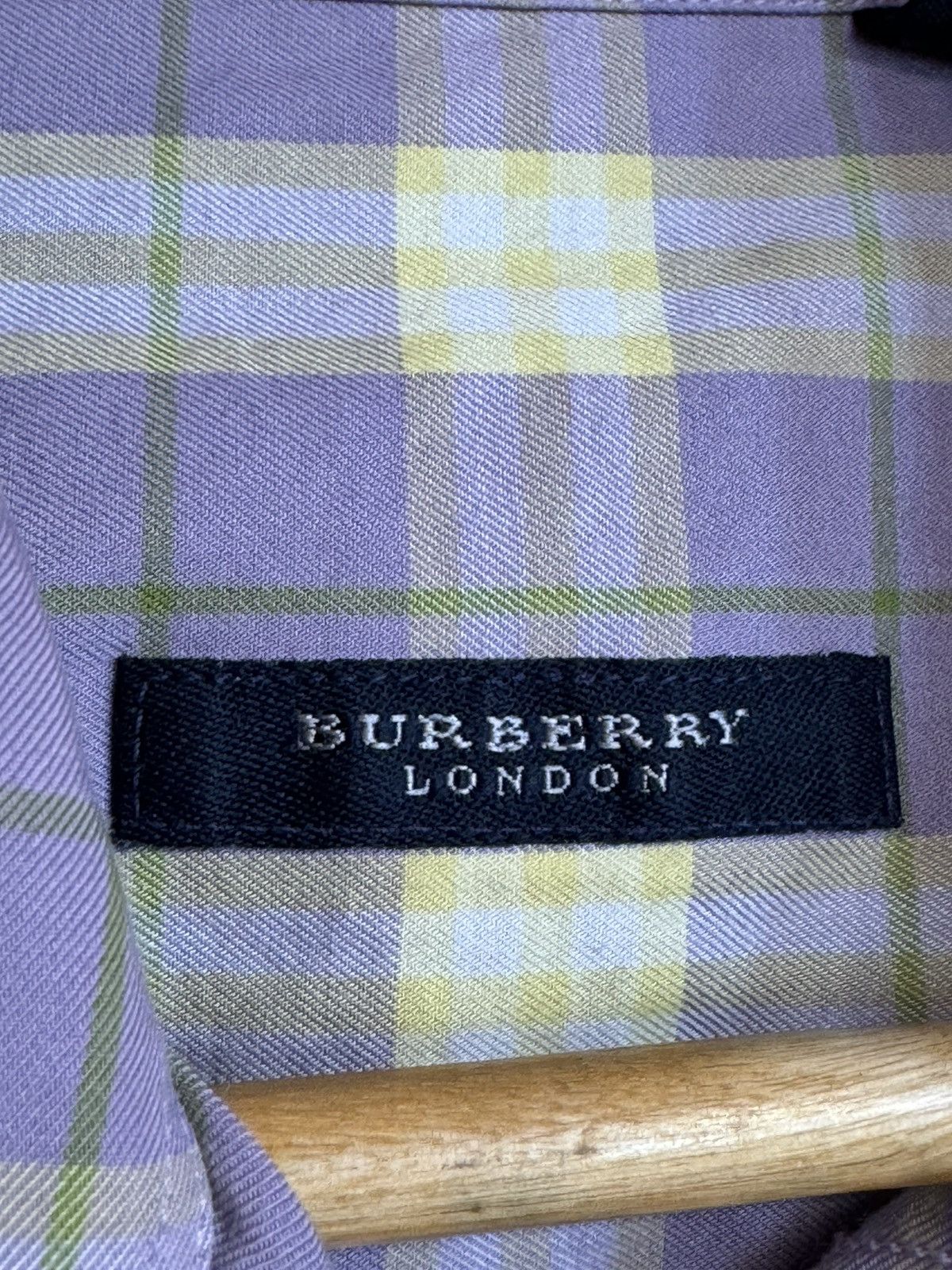 Burberry Burberry Purple Plaid Designer Button Up Shirt Size US XL / EU 56 / 4 - 4 Thumbnail