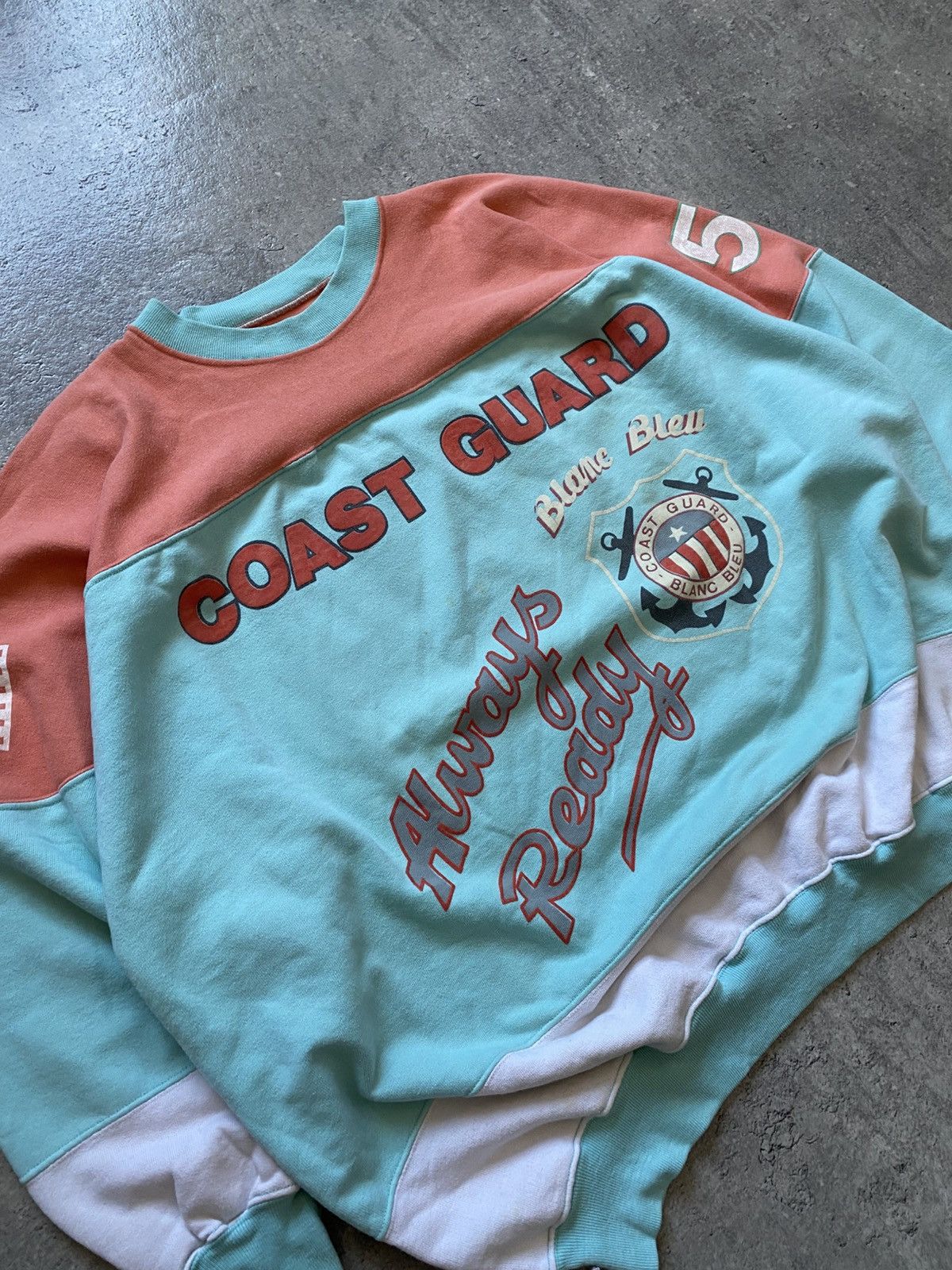 Vintage Vintage 80’s Blanc Bleu Coast Guard Oversize Sweatshirt Size US S / EU 44-46 / 1 - 2 Thumbnail
