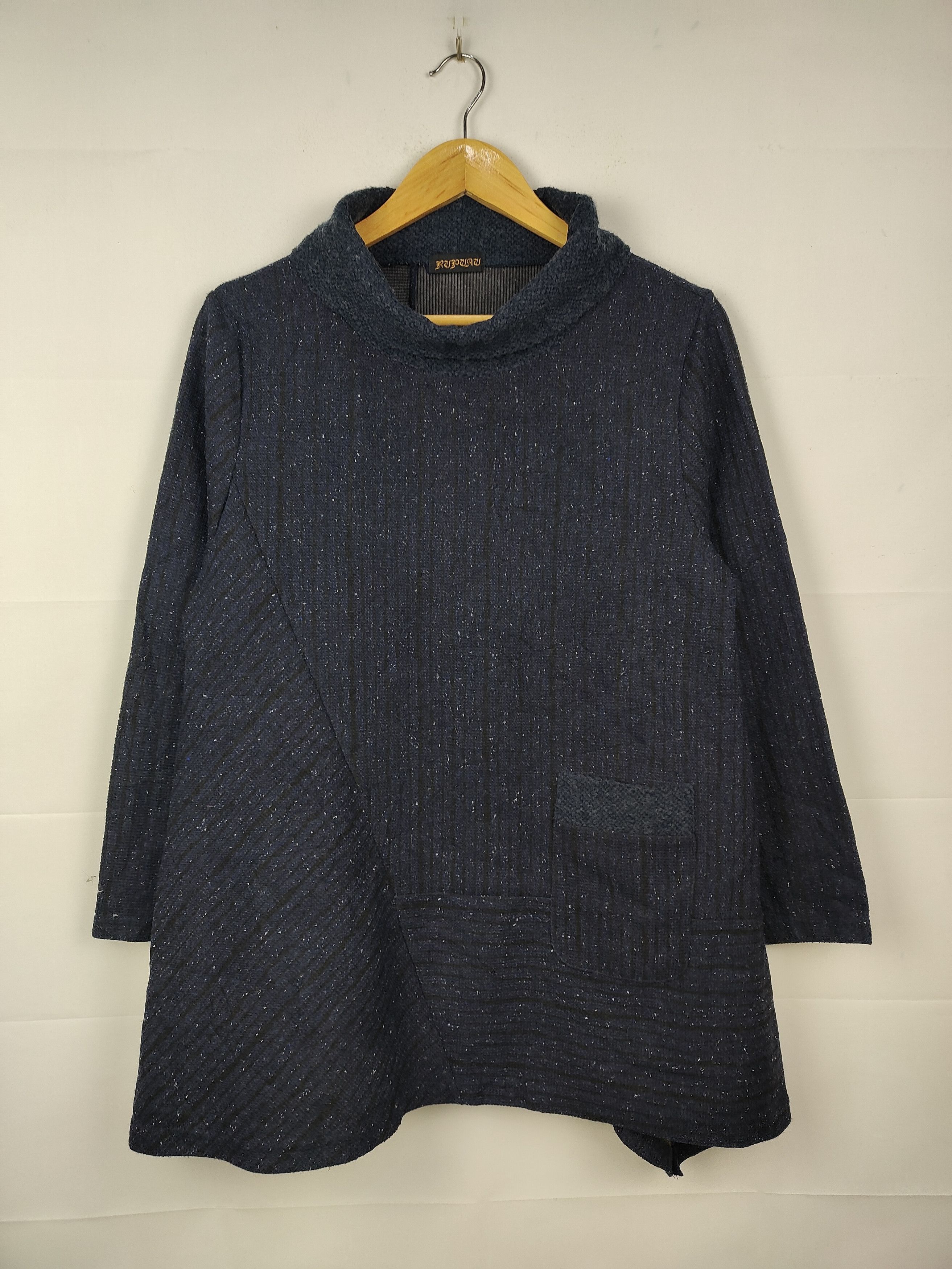 Japanese Brand Rupuau Indigo Slubby Turtleneck Sweater Like Kapital Size US M / EU 48-50 / 2 - 1 Thumbnail