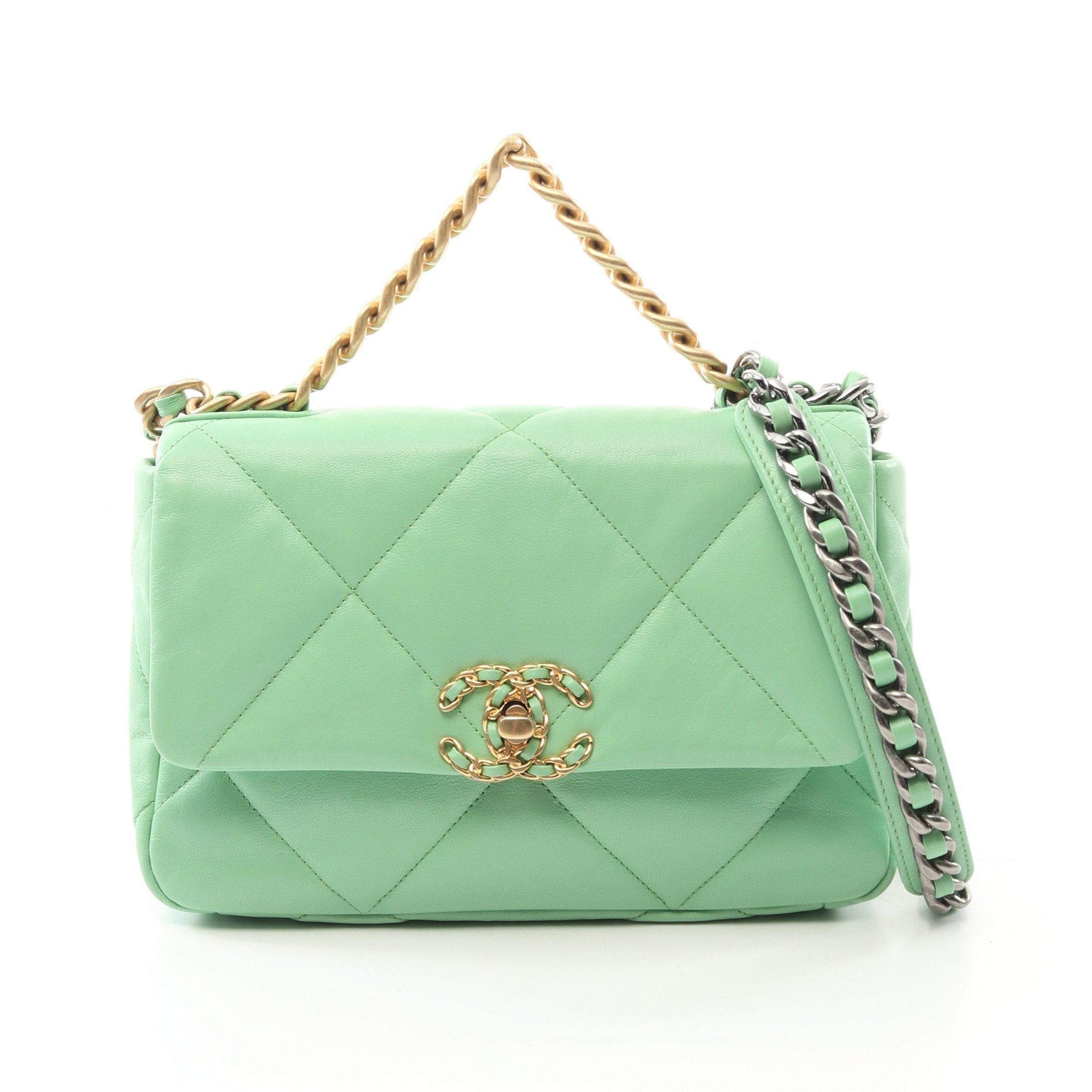 Chanel Chanel 19 Dizeneuf Matelasse Chain Shoulder Bag Lambskin Yellow-Green Combination Metal Fittings Size ONE SIZE - 1 Thumbnail