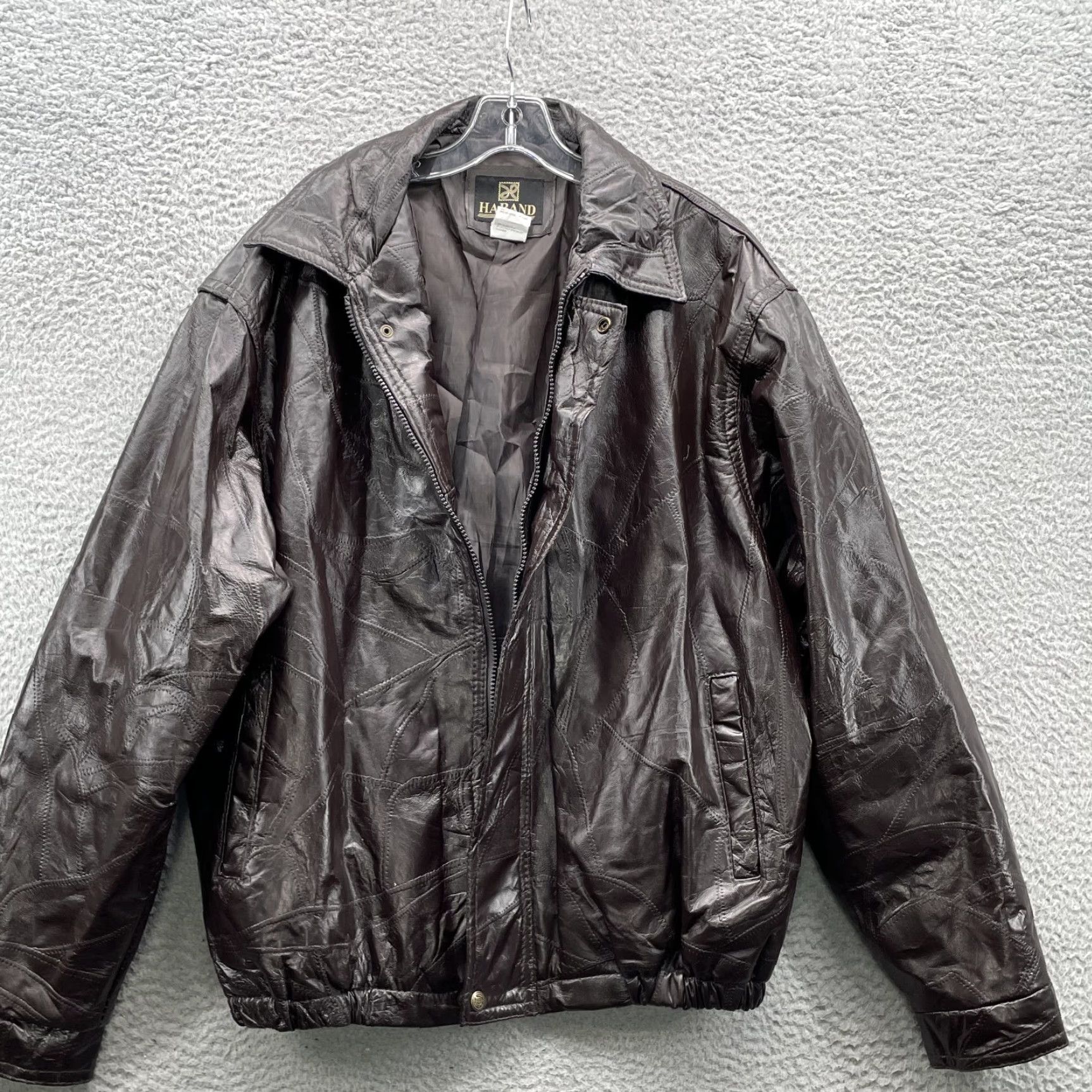 Haband Haband Genuine Leather Jacket Mens XL Brown Coat Moto Biker Punk Rock Bomber 90s Jacket Mens XL Brown Haband Leather Jacket Size US XL / EU 56 / 4 - 3 Thumbnail