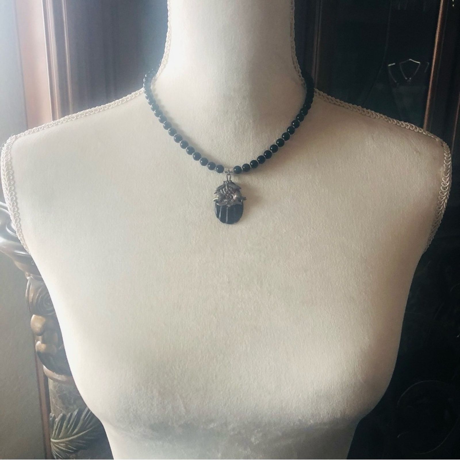 Handmade Handcrafted repurpose black Chalcedony stone Pearl necklace Size ONE SIZE - 5 Thumbnail