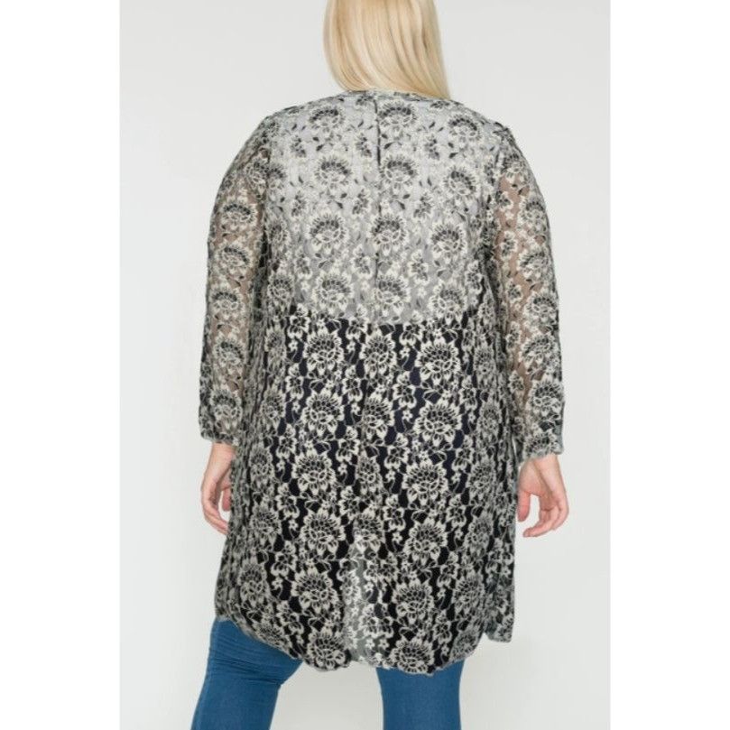 Other Floral Lace 3X Long Cardigan Kimono Jacket For Women In Blac Size 3XL / US 20-22 - 2 Thumbnail