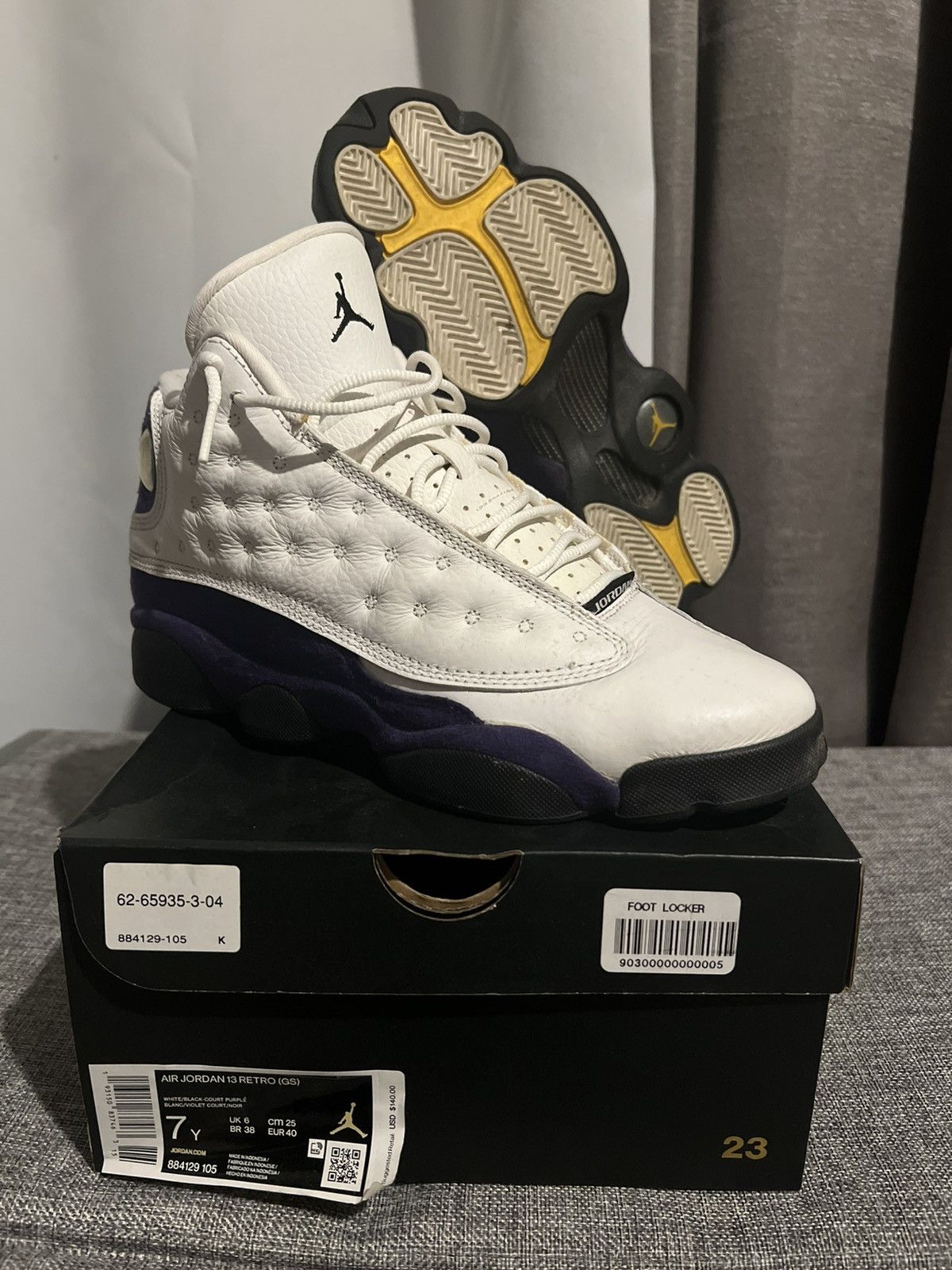 Nike Air Jordan 13 “Lakers”, Sz 7Y Size US 7 / EU 40 - 1 Thumbnail
