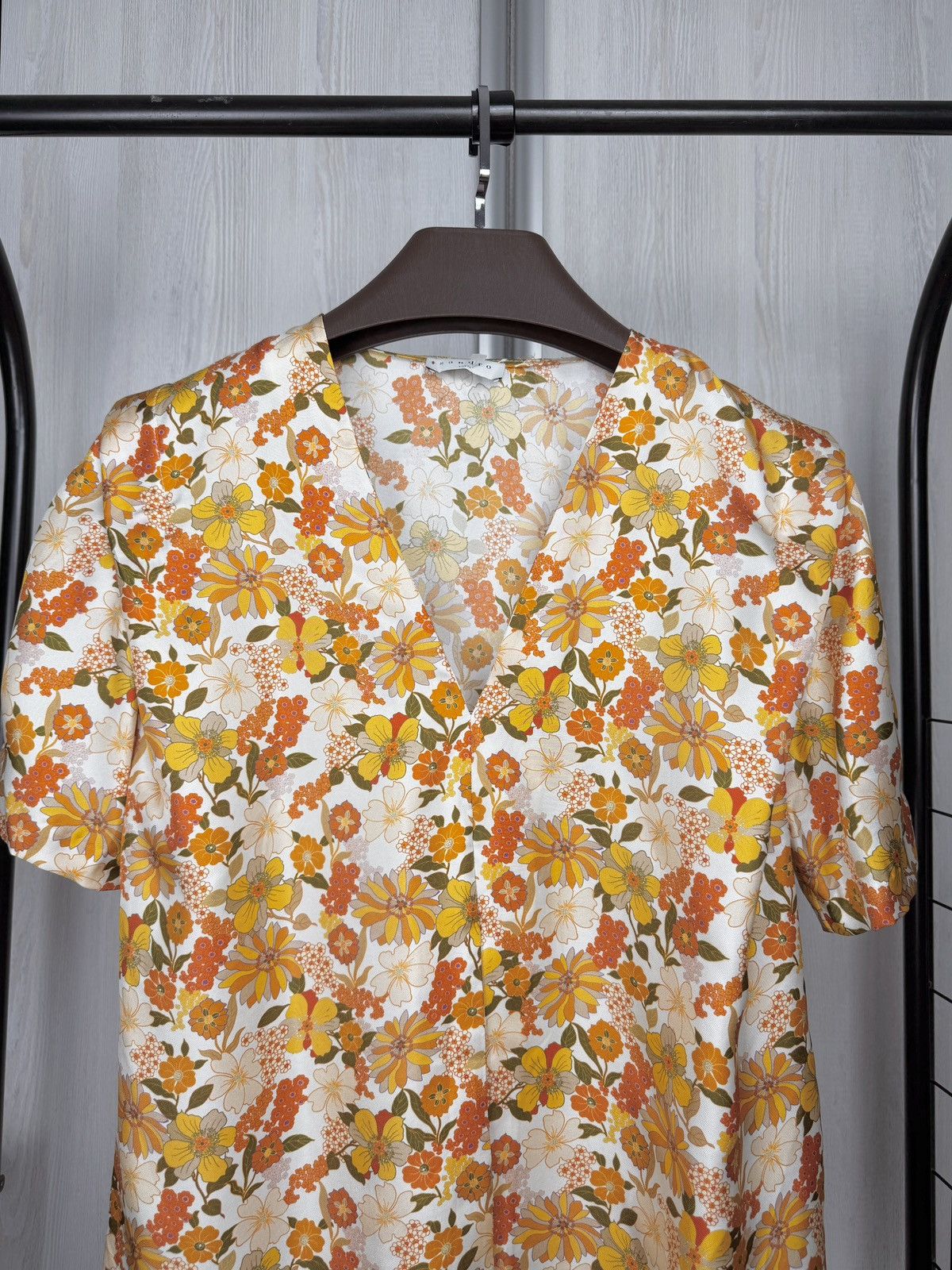 Sandro Sandro Paris Flower Floral Silk Blouse Ecru Size M / US 6-8 / IT 42-44 - 3 Thumbnail