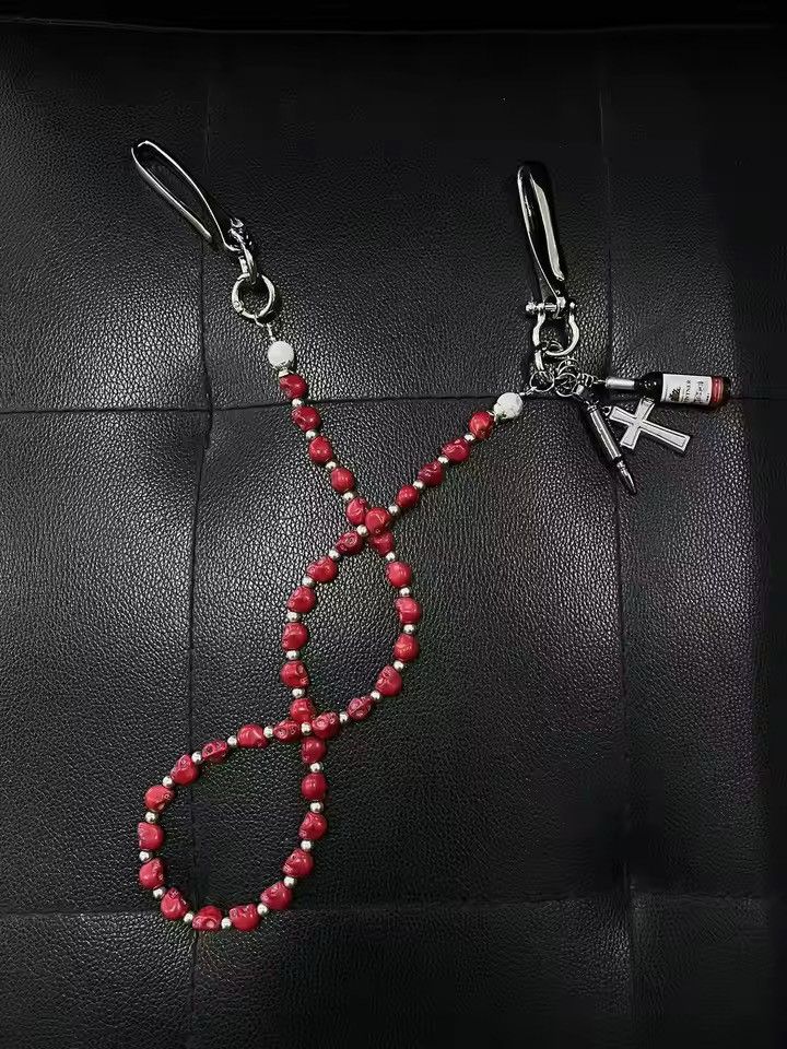 Japanese Brand Red Bead Cross Wallet Chain Size ONE SIZE - 5 Thumbnail