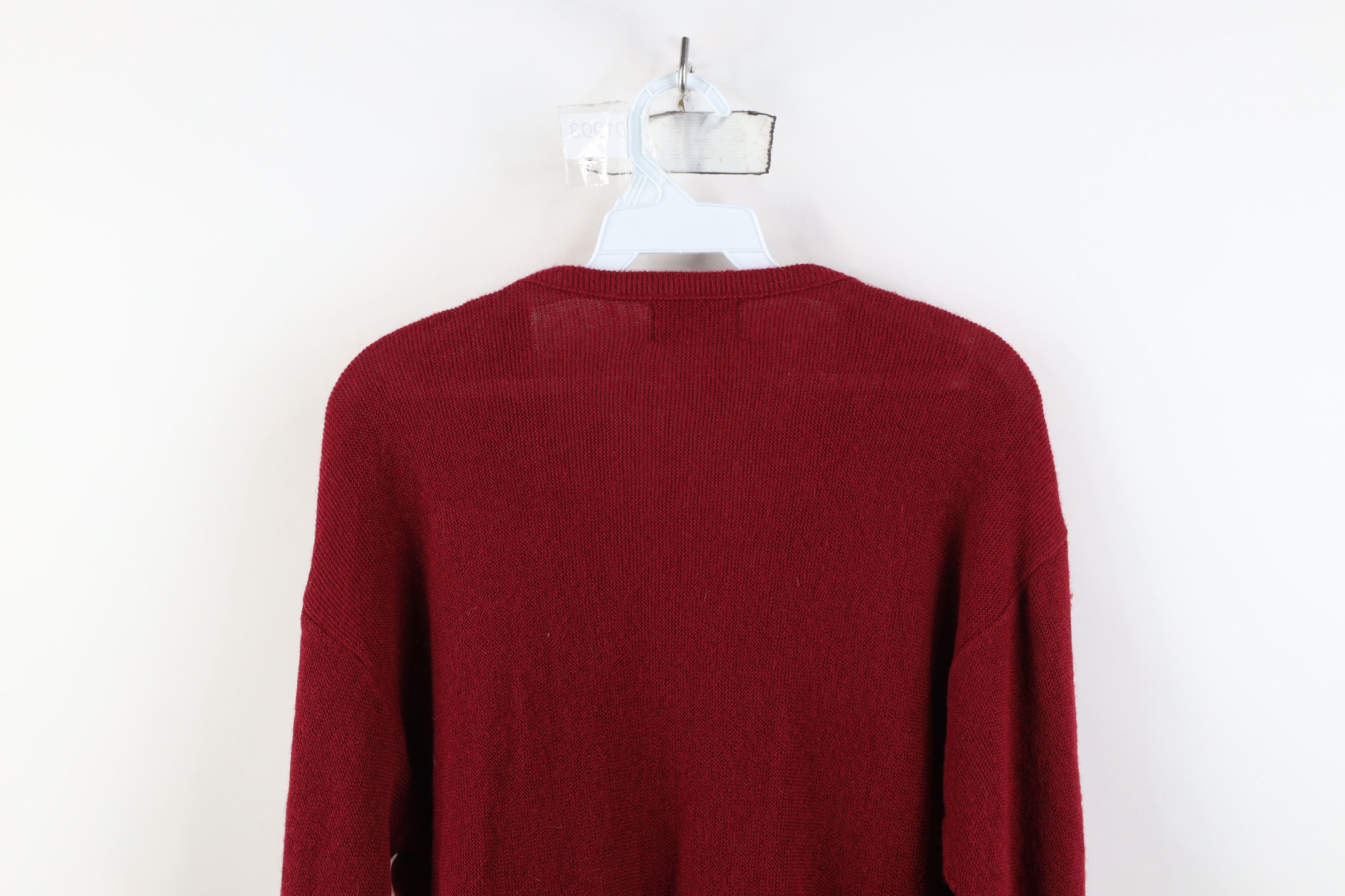 Lacoste Vintage 70s 80s Izod Lacoste Logo V-Neck Sweater Red USA Size US L / EU 52-54 / 3 - 11 Thumbnail
