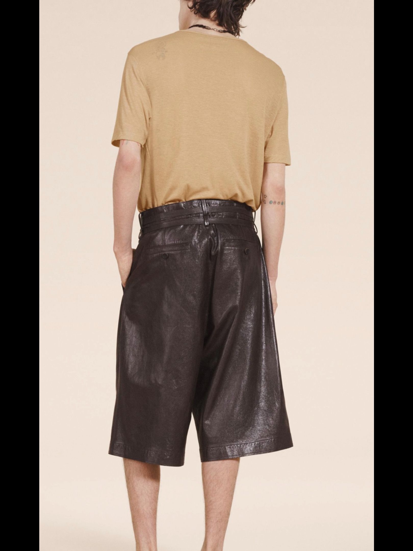 Zara Zara limited edition leather short pants size 31 brown Size US 31 - 3 Thumbnail