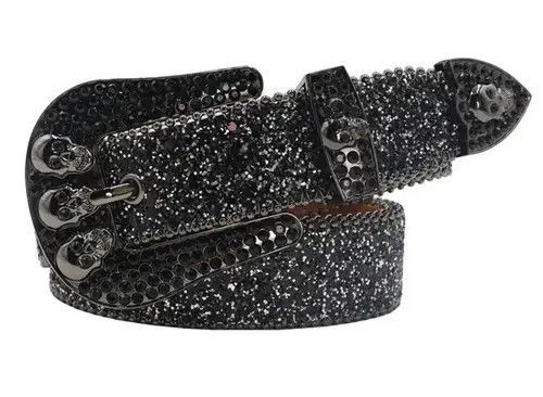 V::Room All Black Shiny Rivet Design PU Leather Belt Size ONE SIZE - 2 Thumbnail
