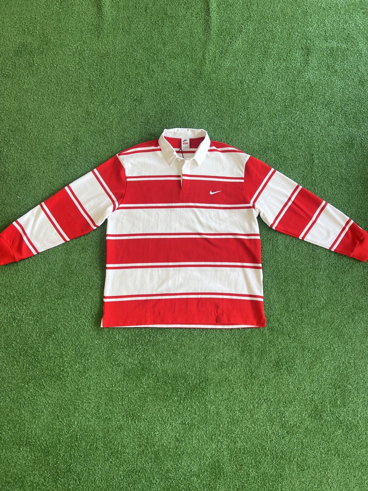 Supreme Nike Stripe Rugby Shirt 赤 RED L Supreme Nike Stripe Rugby Red Men's - SS25 - US