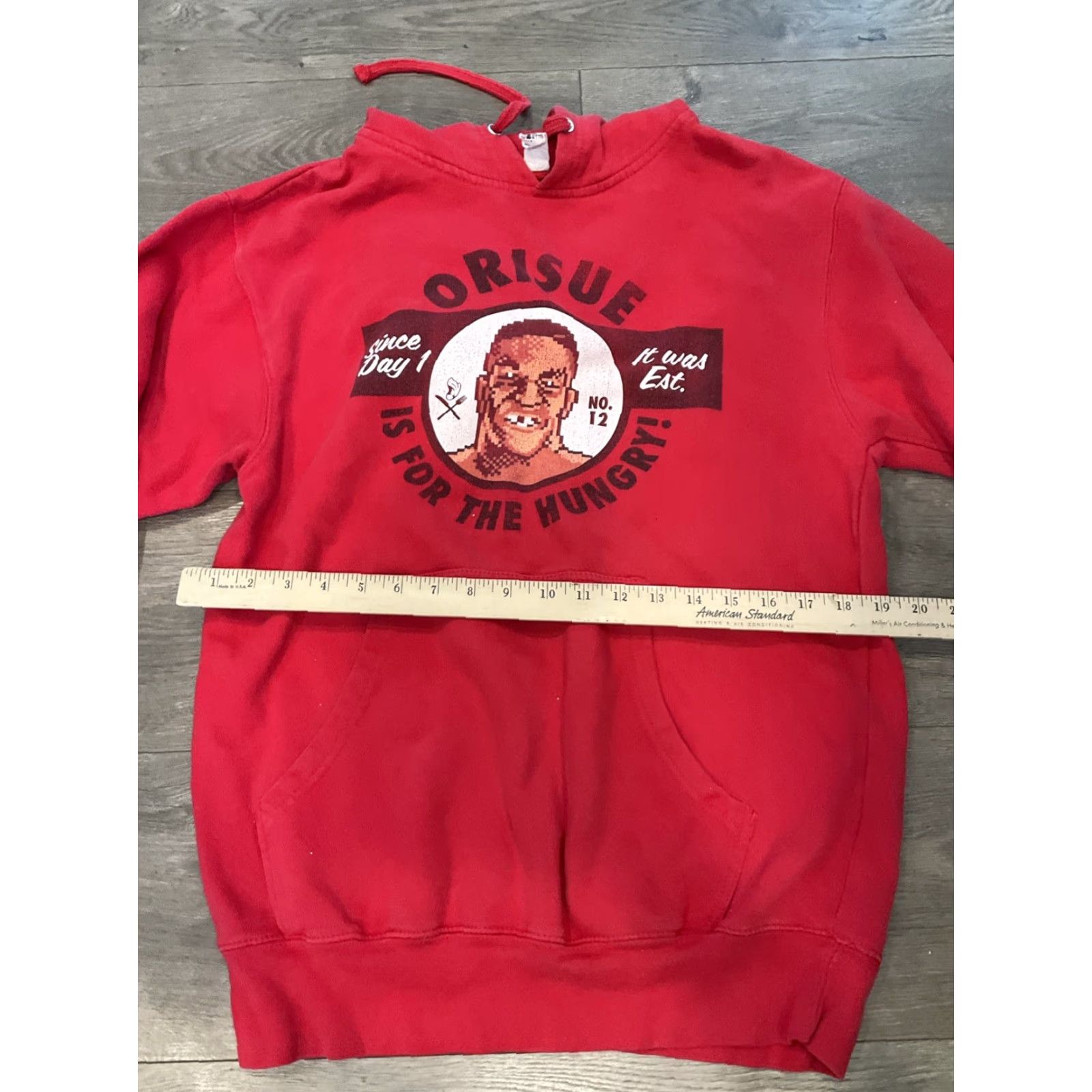 Vintage Orisue Is For The Hungry Mike Tyson Hoodie Size M Mens Pullover Graphic Print Red USA Sweatshirt Cotton Fleece All Seasons Size US M / EU 48-50 / 2 - 3 Thumbnail