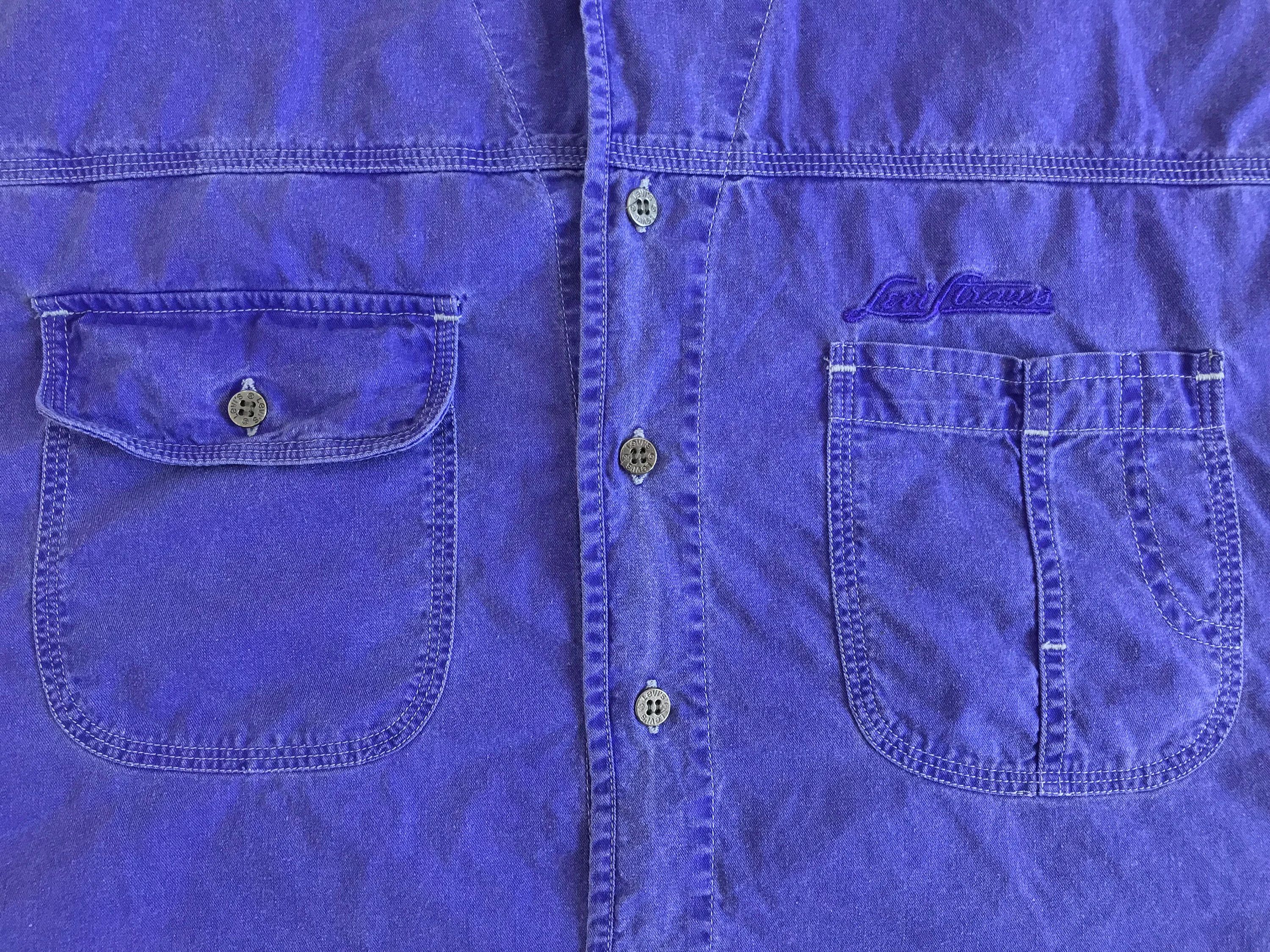 Levi's Vintage Clothing 90s LEVI'S Button Up Shirt Denim Oversize Short Sleeve Size US XL / EU 56 / 4 - 9 Thumbnail