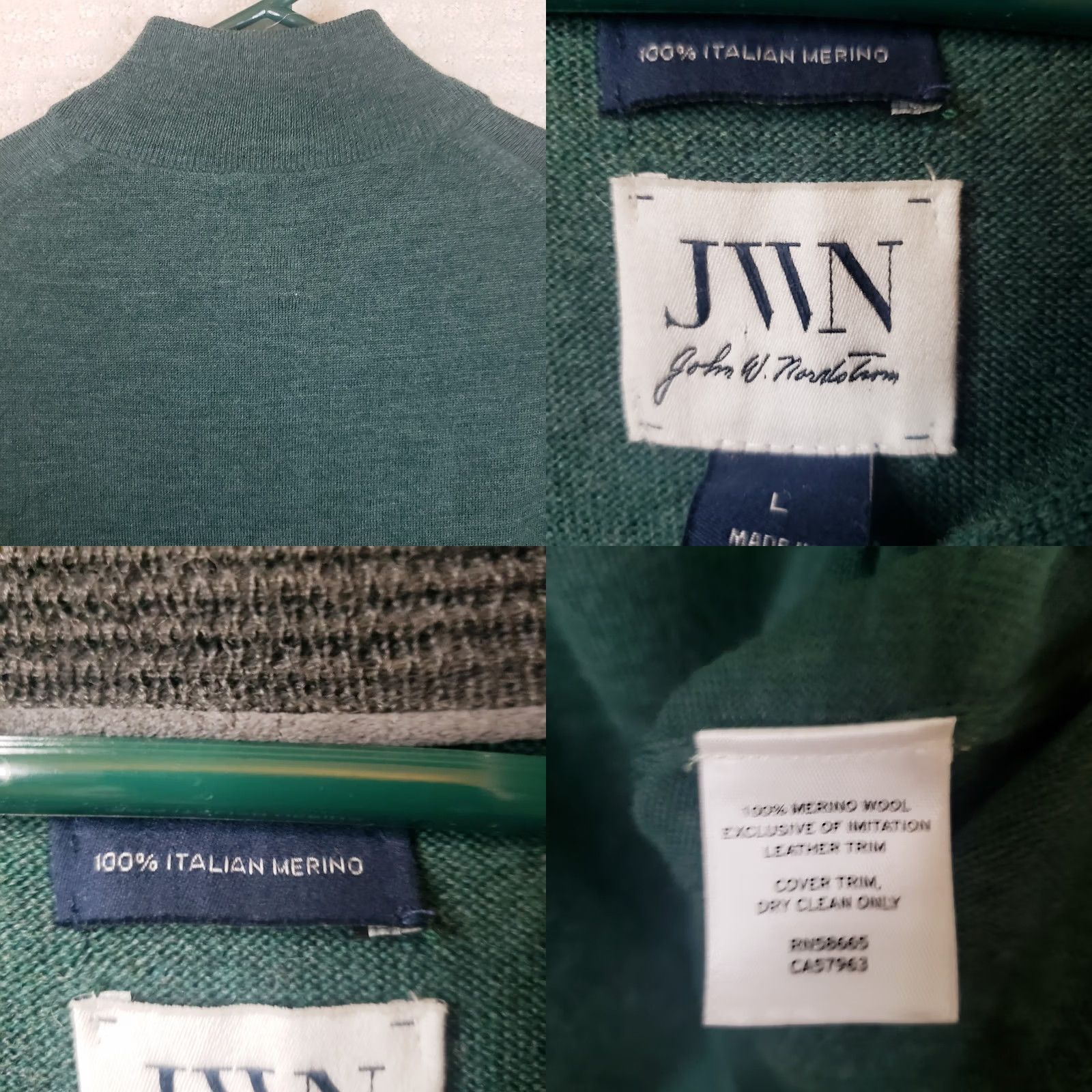 Nordstrom Nordstrom Men L Green 100% Italian Merino Wool 1/4 Zip Collared Sweater Shirt/ Sweater? Size US L / EU 52-54 / 3 - 8 Thumbnail