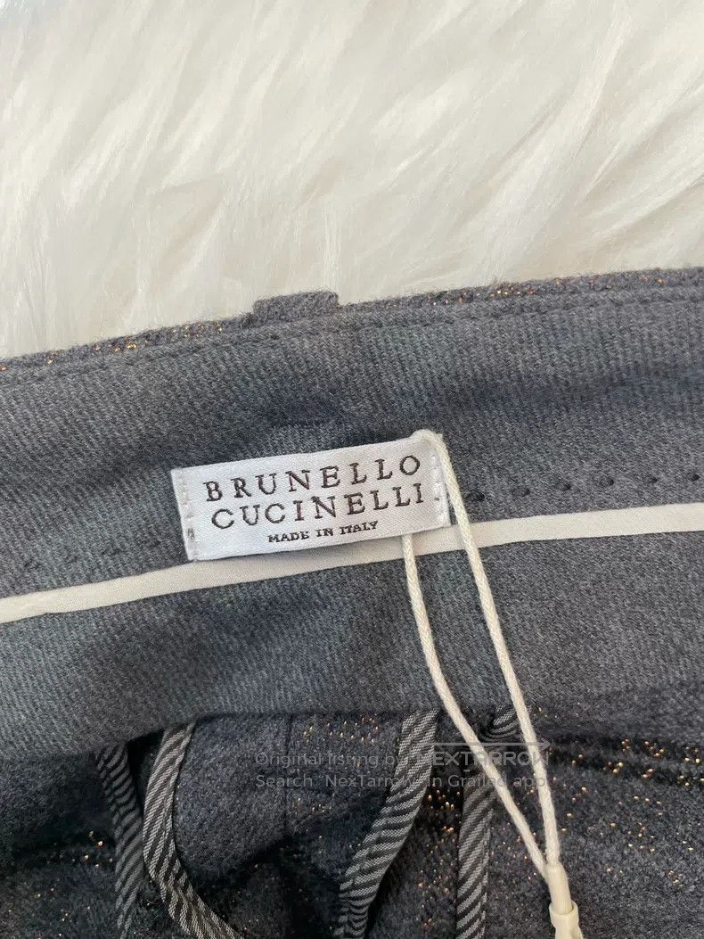 Brunello Cucinelli Brunello Cucinelli Grey Check New Wool Trousers Size 27" / US 4 / IT 40 - 3 Thumbnail