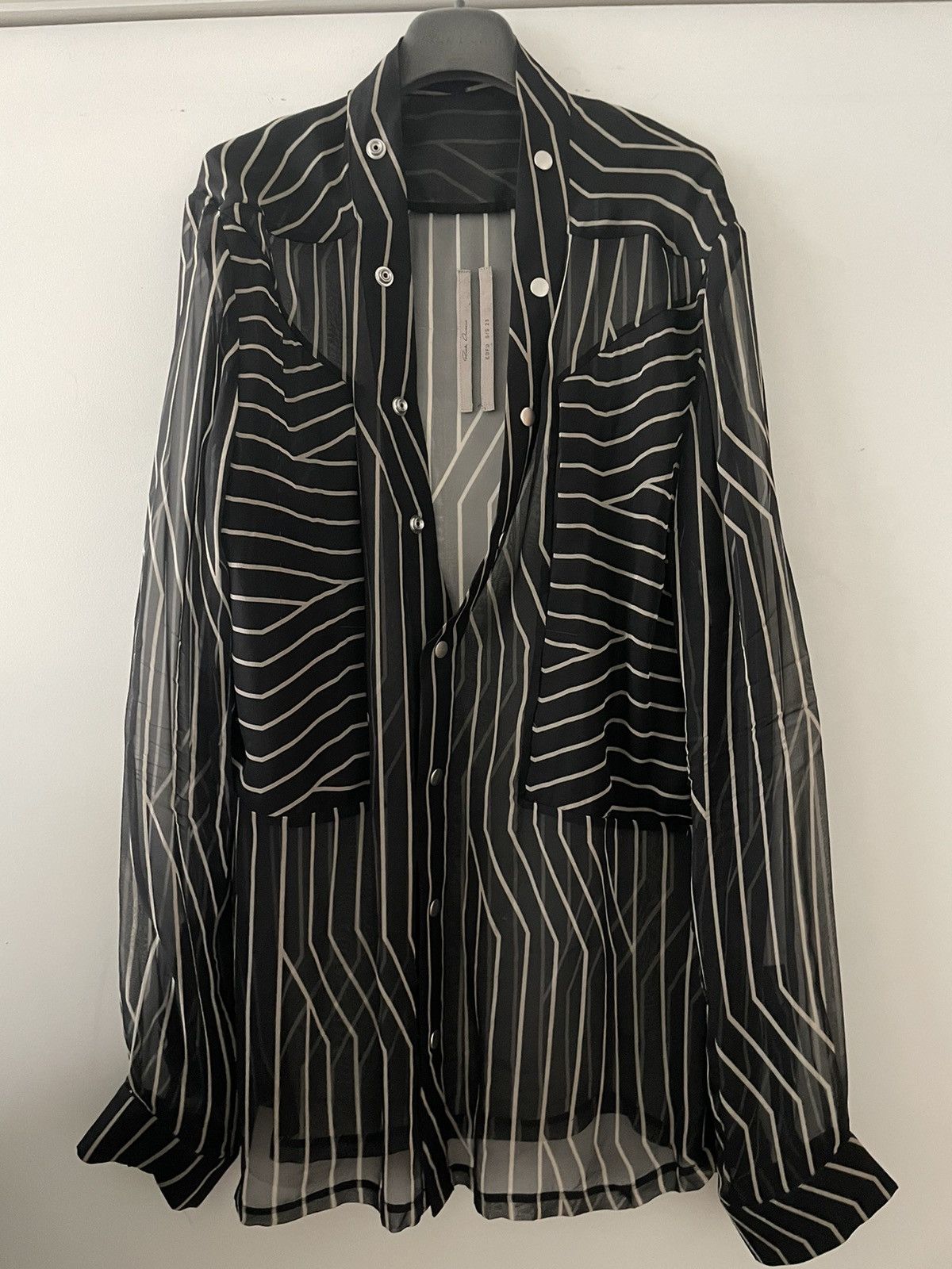 Rick Owens Edfu S/S 23 長袖カットソー Pre-owned Rick Owens Edfu Ss23 Sheer Fogpocket Silk Chiffon