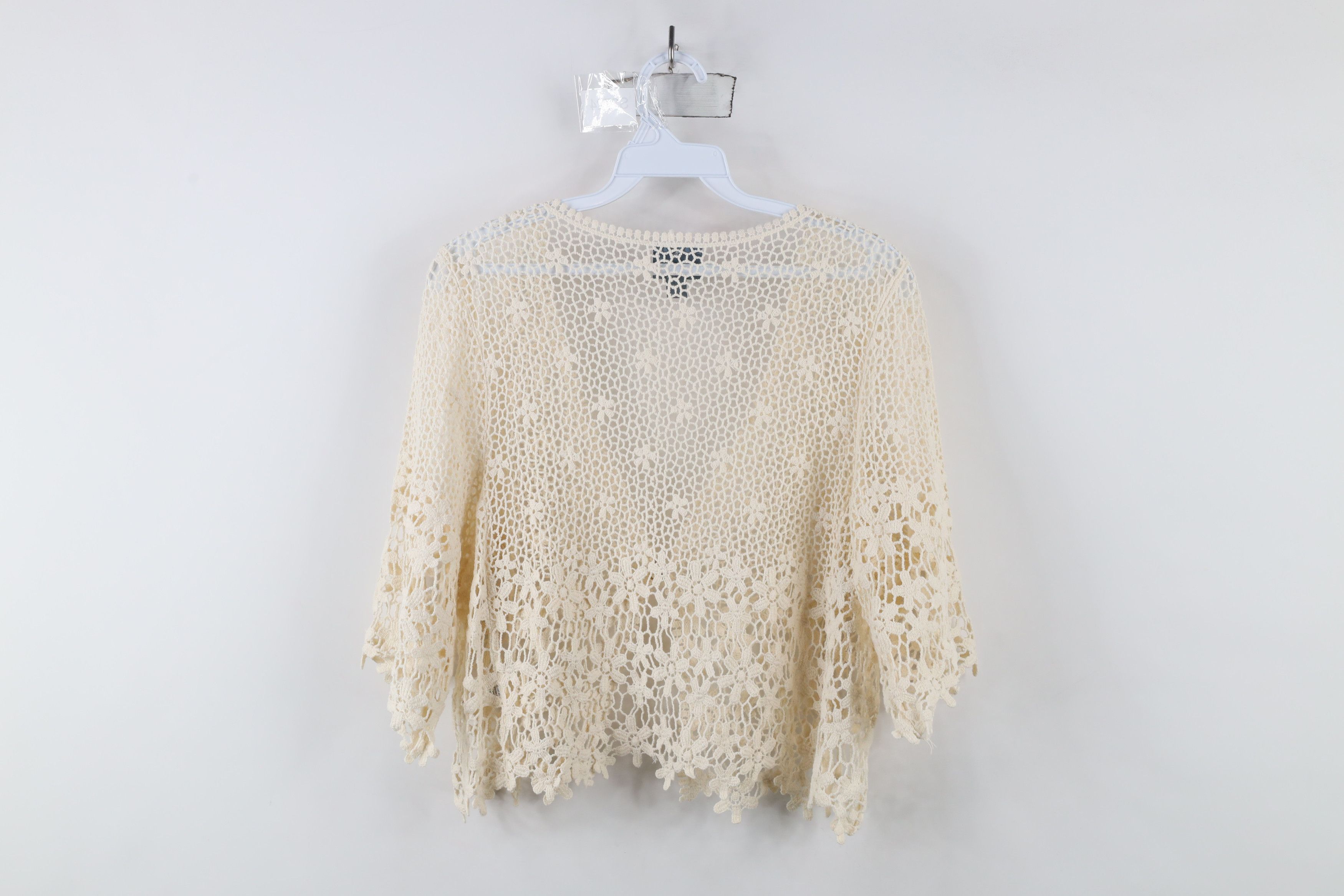 Vintage Vintage 90s Y2K Babydoll Crochet Flower Cardigan Sweater Size M / US 6-8 / IT 42-44 - 8 Thumbnail