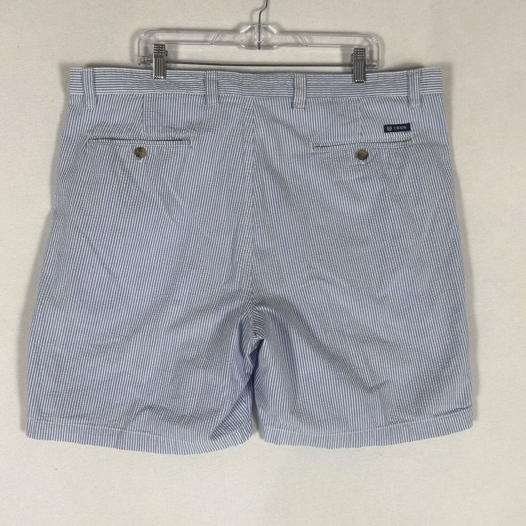 Chaps Chaps Seersucker Chino Shorts Mens 42 Blue Striped 100% Cotton Casual Size US 42 / EU 58 - 6 Thumbnail